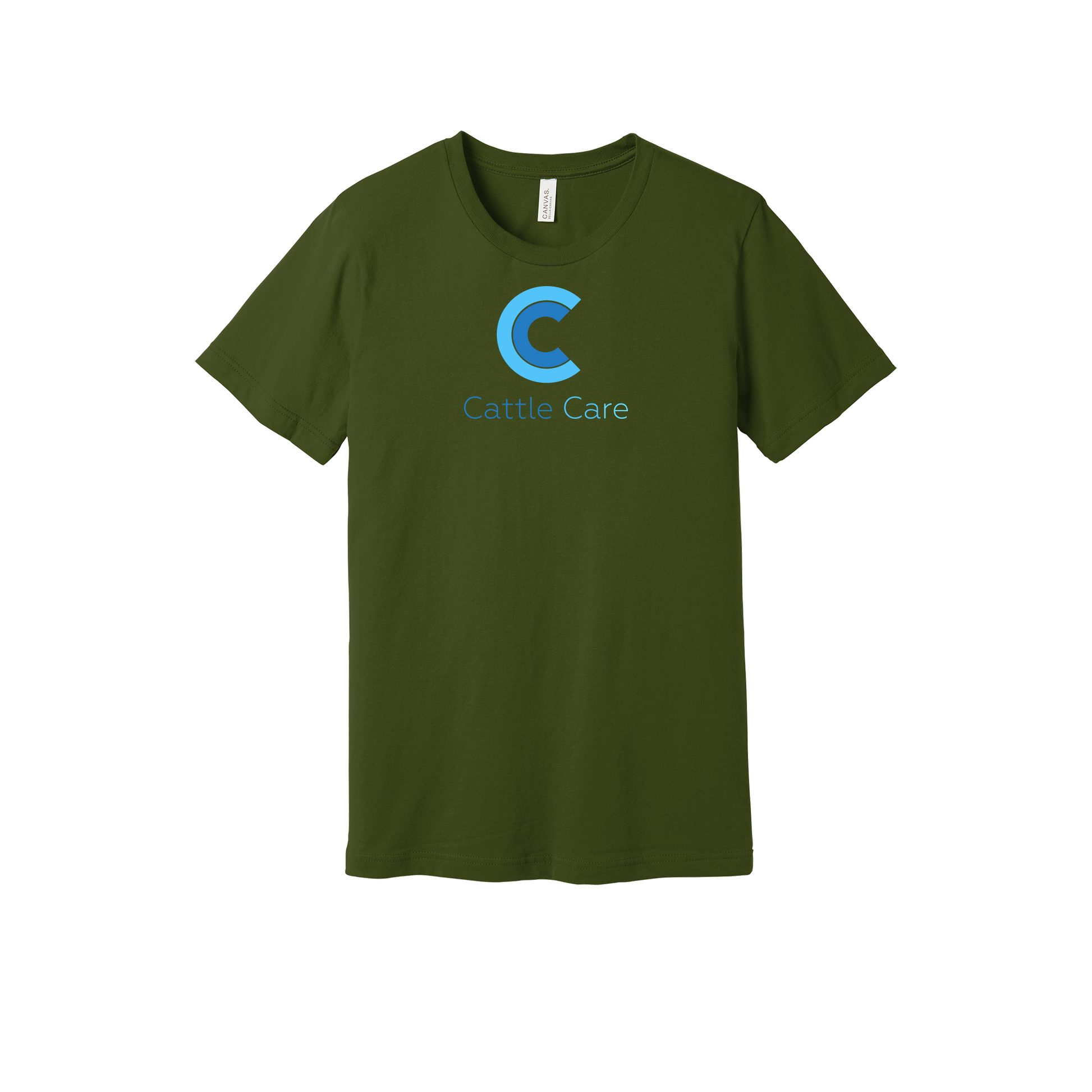 cattle-care-everyday-essentials-short-sleeve-tee-dtf-front-BC3001-olive-flat-front