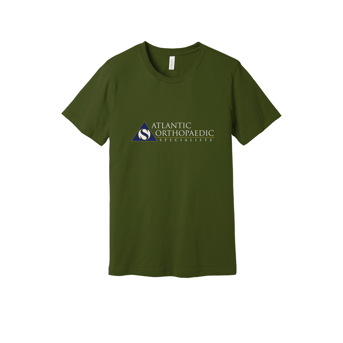 atlanticortho-everyday-essentials-clinic-short-sleeve-tee-dtf-front-BC3001-olive-flat-front