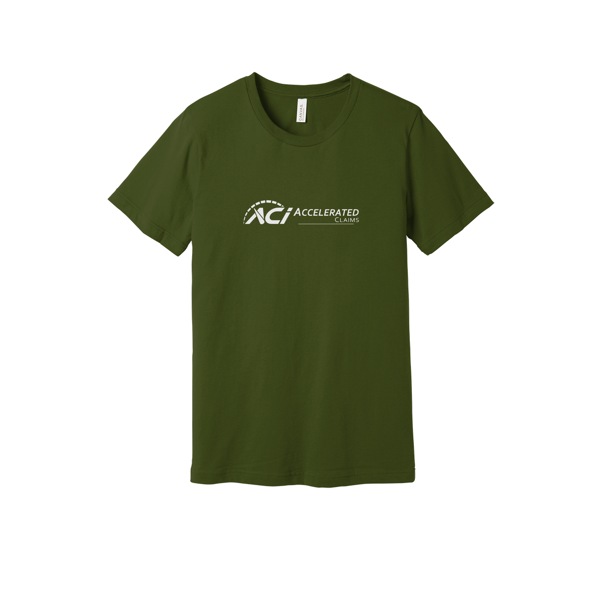 accelclaims-everyday-essentials-short-sleeve-tee-dtf-front-BC3001-olive-flat-front