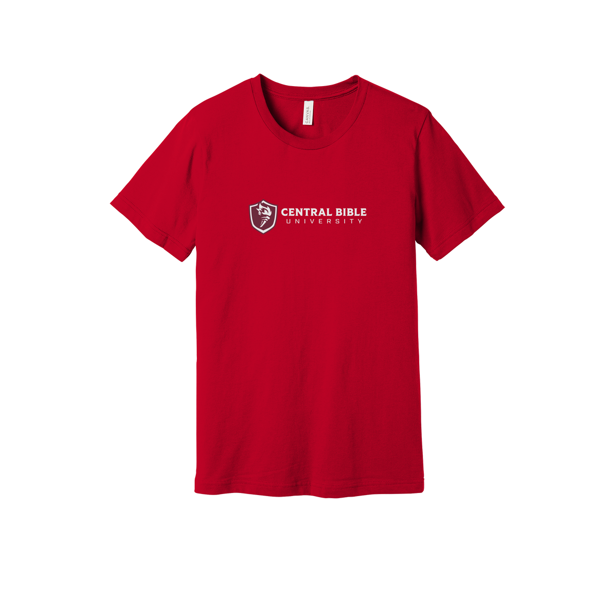 centralbible-everyday-essentials-short-sleeve-tee-dtf-front-BC3001-red-flat-front