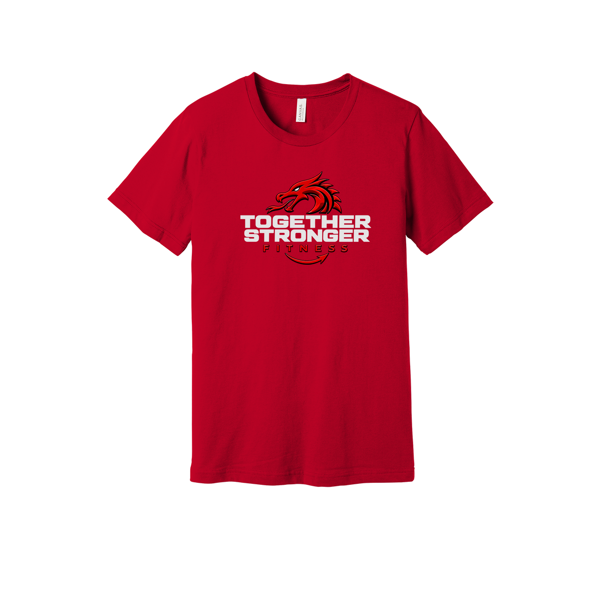 togetherstrongerfitness-everyday-essentials-short-sleeve-tee-dtf-front-BC3001-red-flat-front
