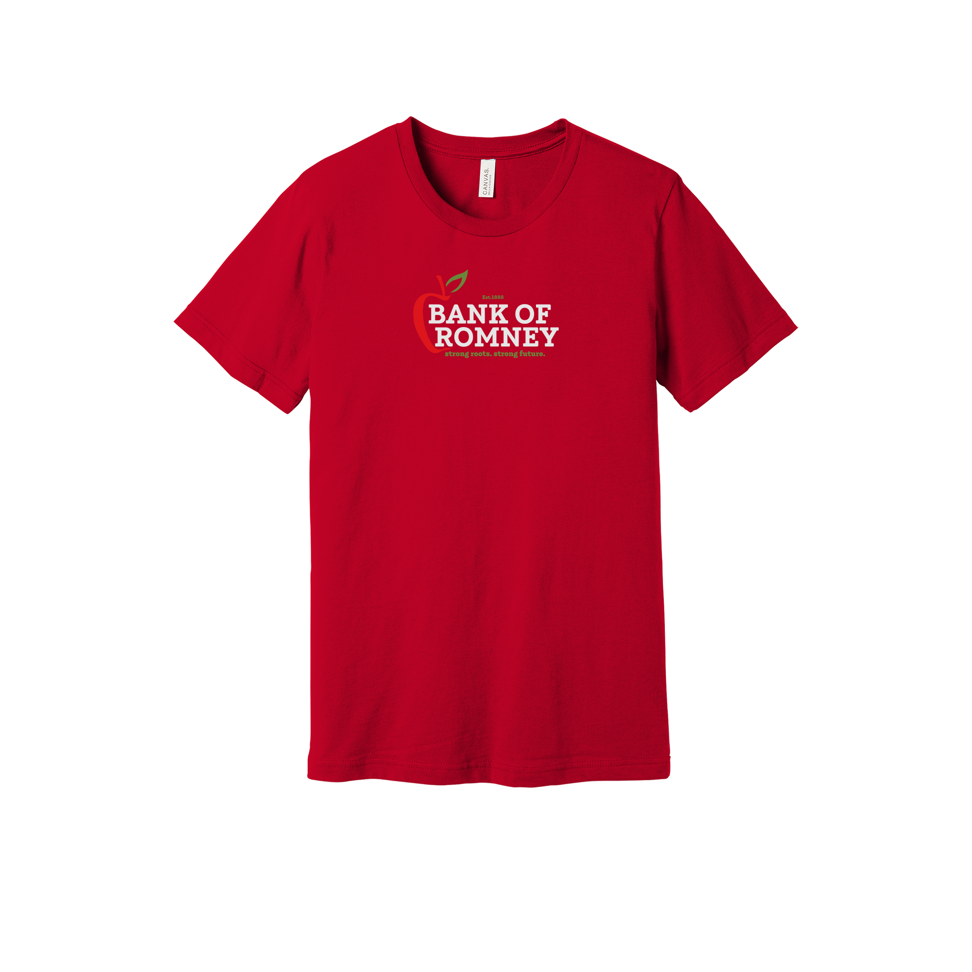 bankofromney-everyday-essentials-short-sleeve-tee-dtf-front-BC3001-red-flat-front