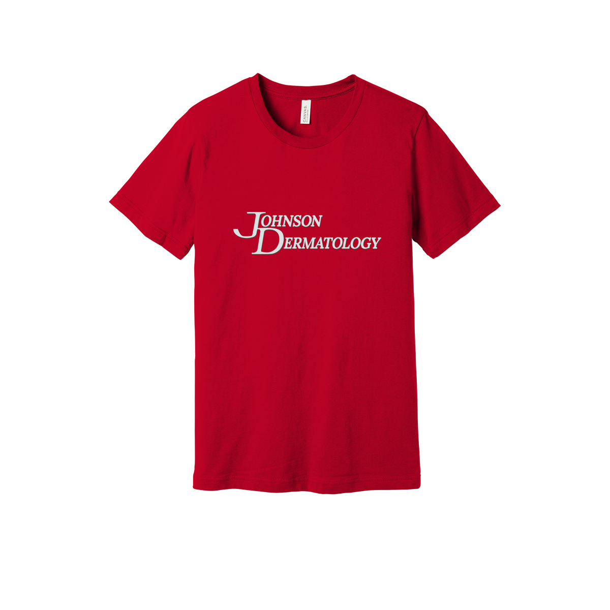 johnsondermatology-everyday-essentials-clinic-short-sleeve-tee-dtf-front-BC3001-red-flat-front