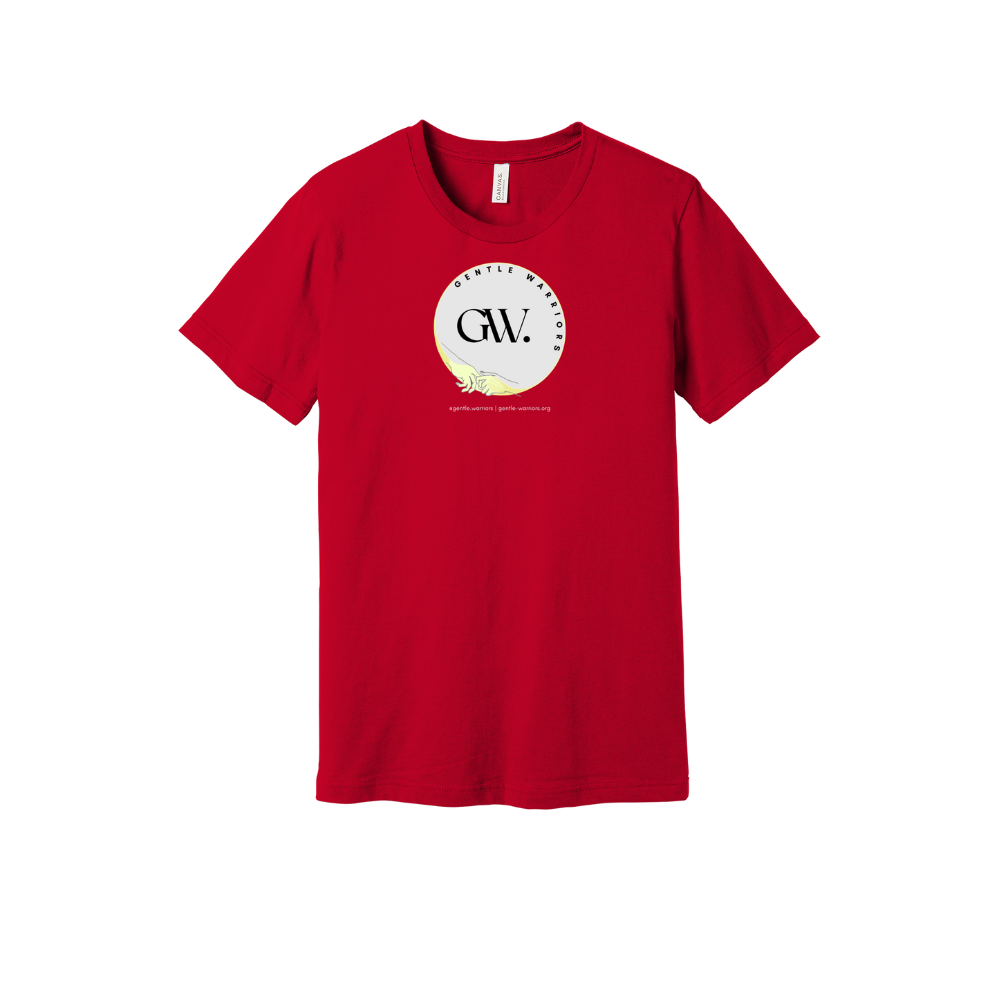 gentle-warriors-everyday-essentials-short-sleeve-tee-dtf-front-BC3001-red-flat-front