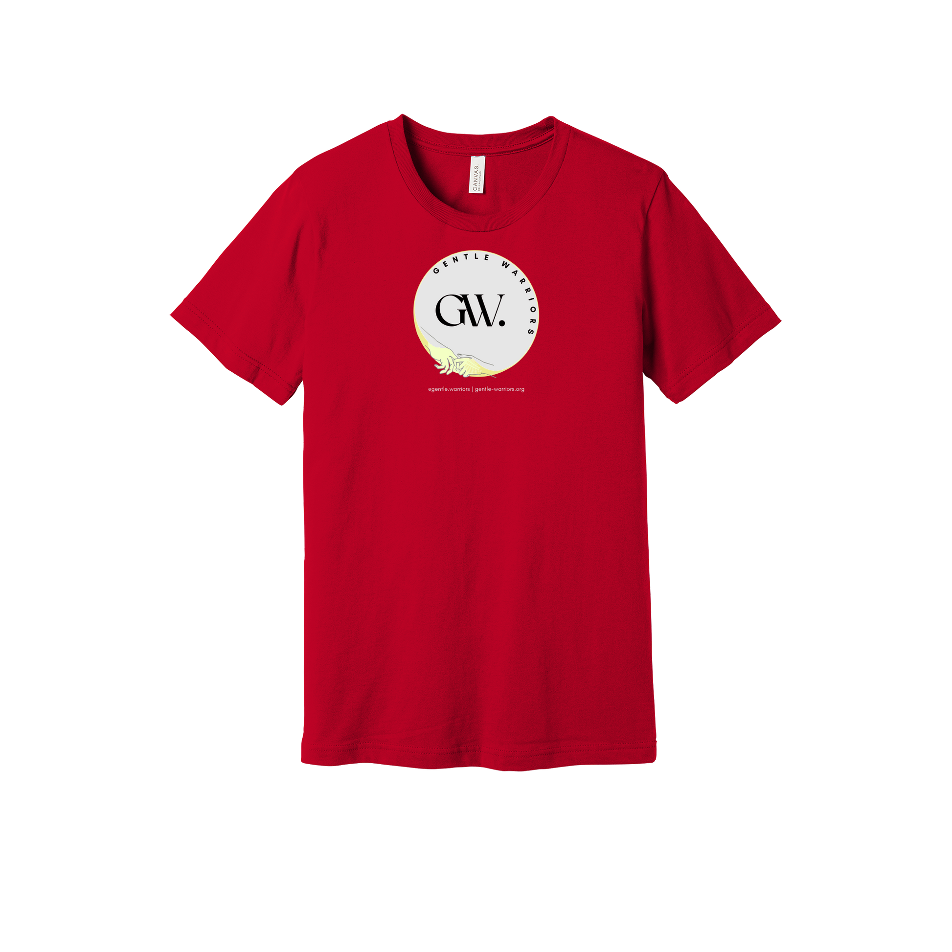 gentle-warriors-everyday-essentials-short-sleeve-tee-dtf-front-BC3001-red-flat-front