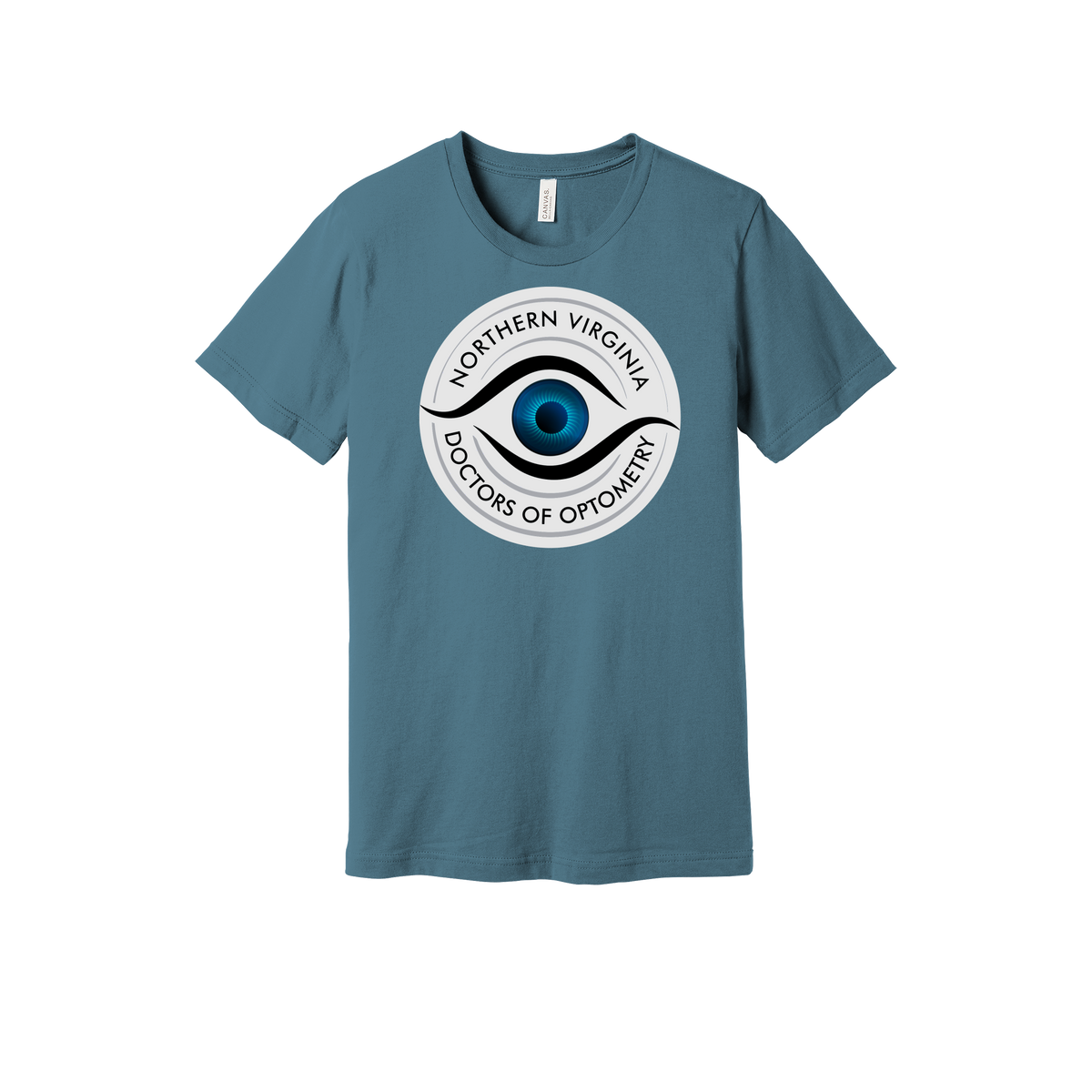novaeyedocs-everyday-essentials-clinic-short-sleeve-tee-dtf-front-BC3001-steelblue-flat-front