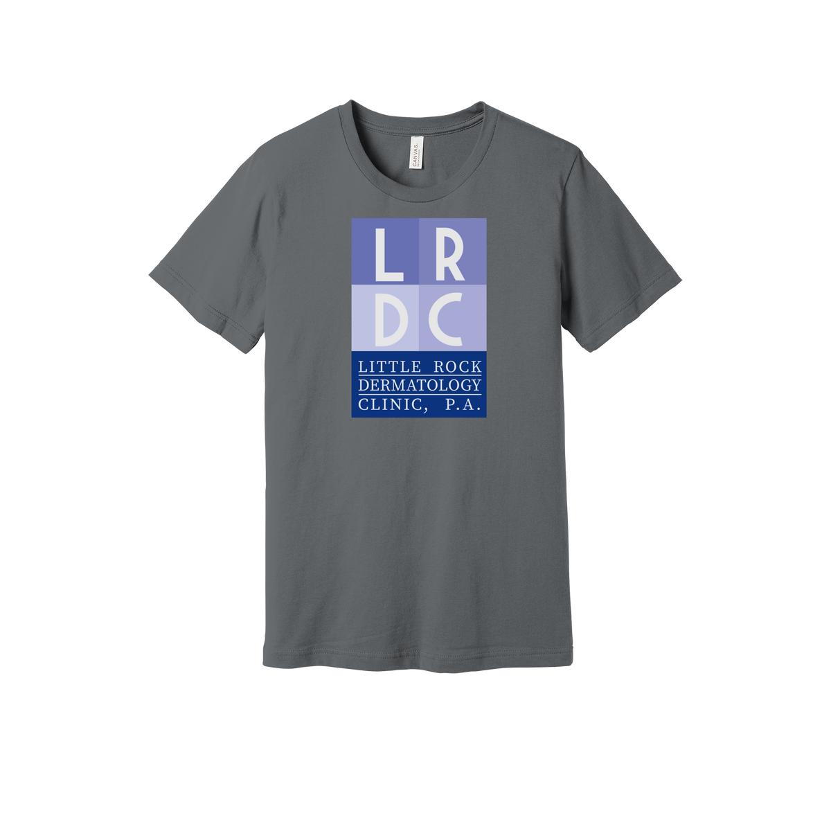 littlerockdermatology-everyday-essentials-clinic-short-sleeve-tee-dtf-front-BC3001-storm-flat-front