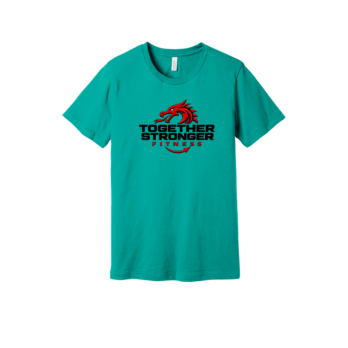 togetherstrongerfitness-everyday-essentials-short-sleeve-tee-dtf-front-BC3001-teal-flat-front