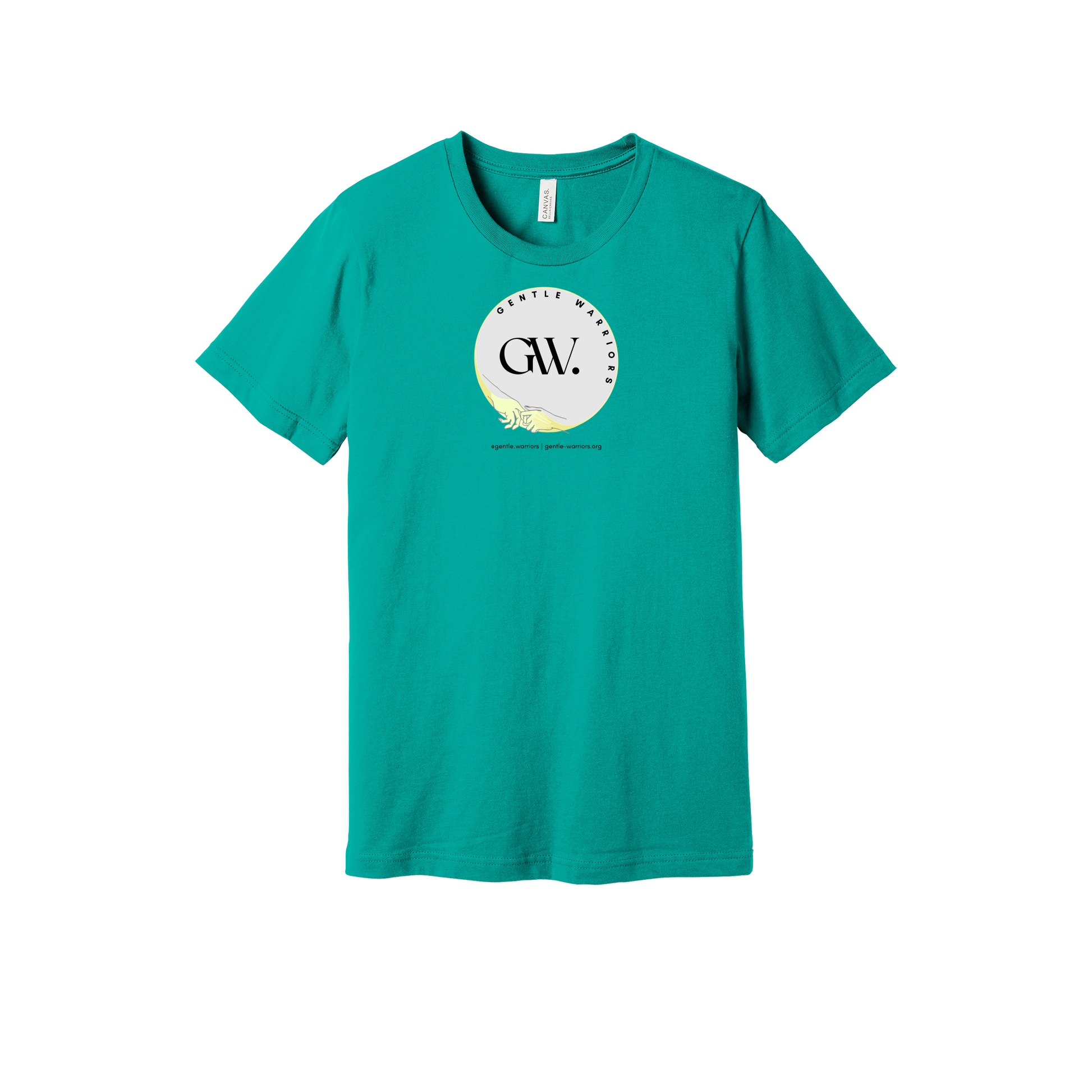 gentle-warriors-everyday-essentials-short-sleeve-tee-dtf-front-BC3001-teal-flat-front