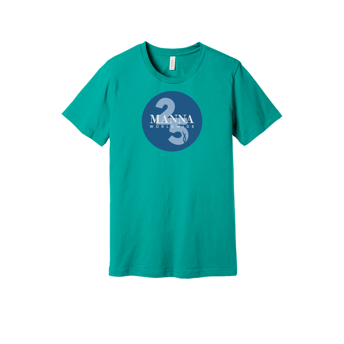 mannaworldwide-everyday-essentials-short-sleeve-tee-dtf-front-BC3001-teal-flat-front