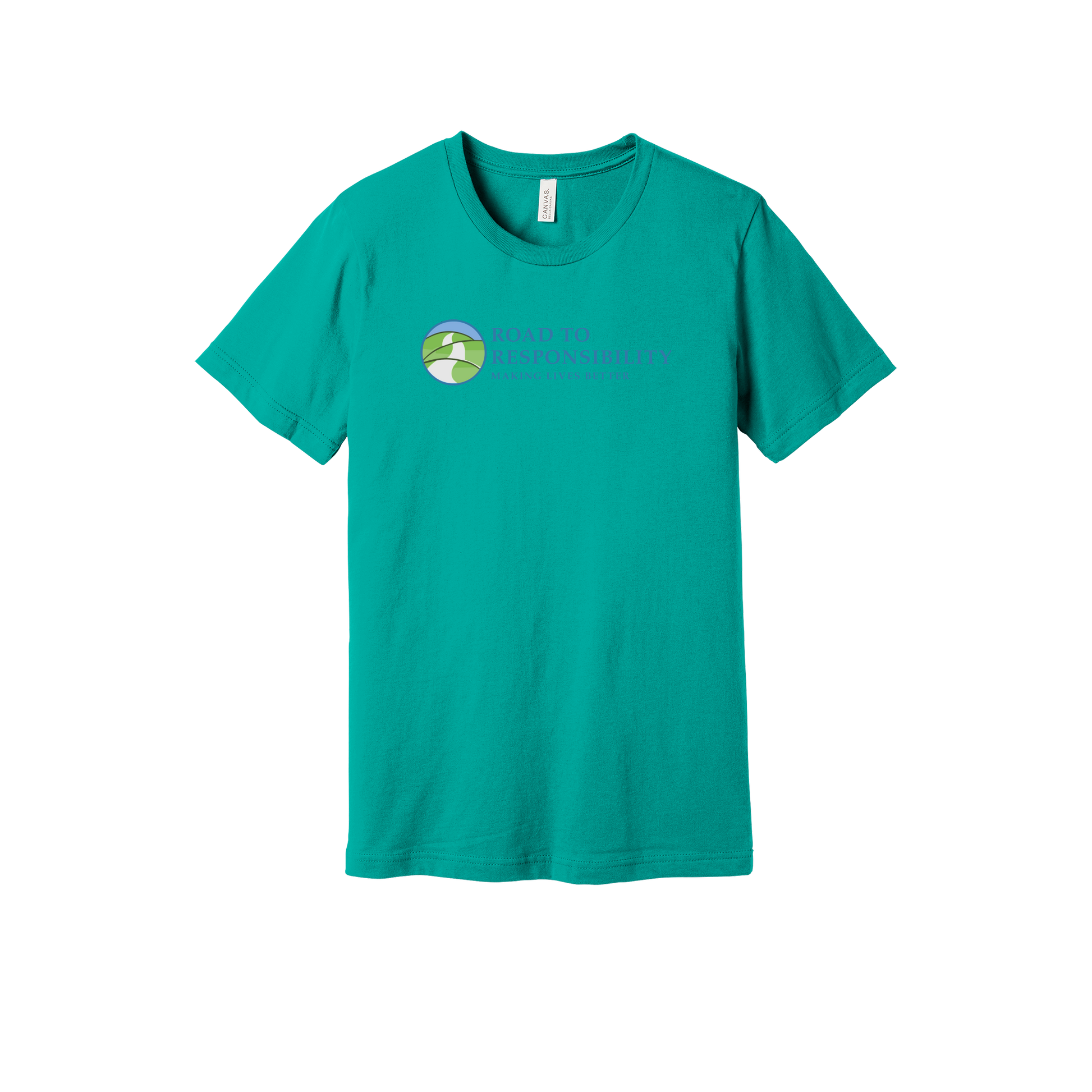 roadtoresponsibility-everyday-essentials-short-sleeve-tee-dtf-front-BC3001-teal-flat-front