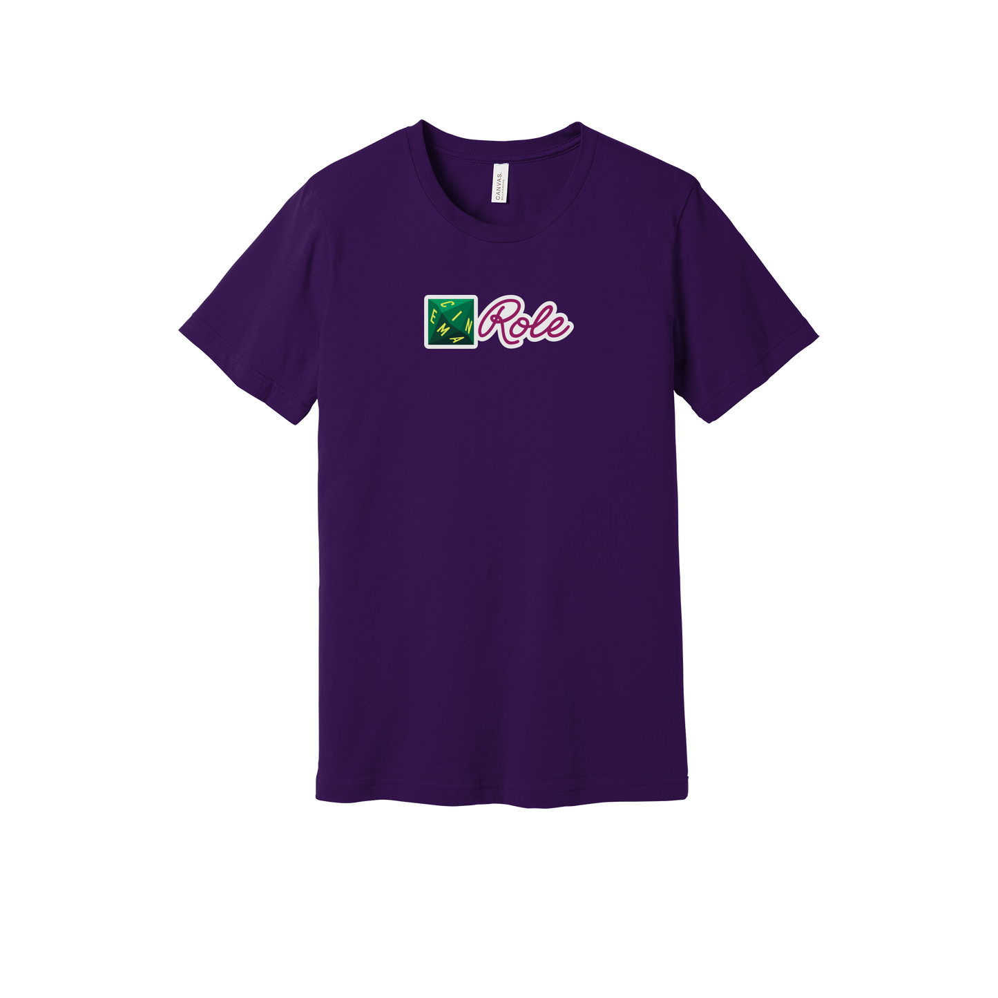 cinemarole-everyday-essentials-short-sleeve-tee-dtf-front-BC3001-teampurple-flat-front