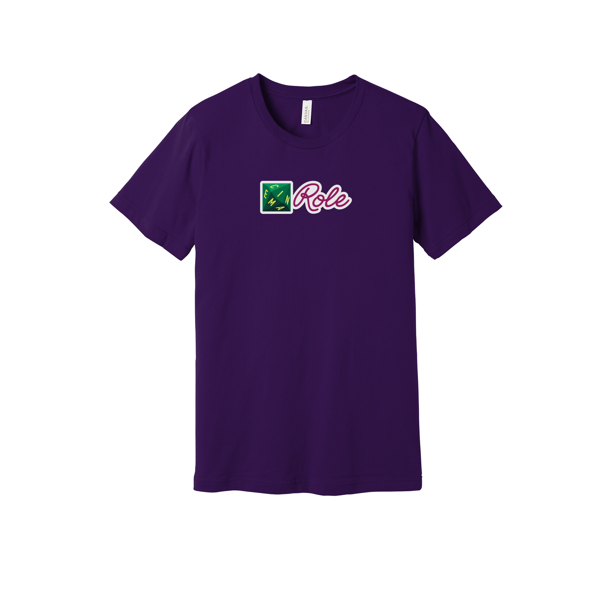 cinemarole-everyday-essentials-short-sleeve-tee-dtf-front-BC3001-teampurple-flat-front
