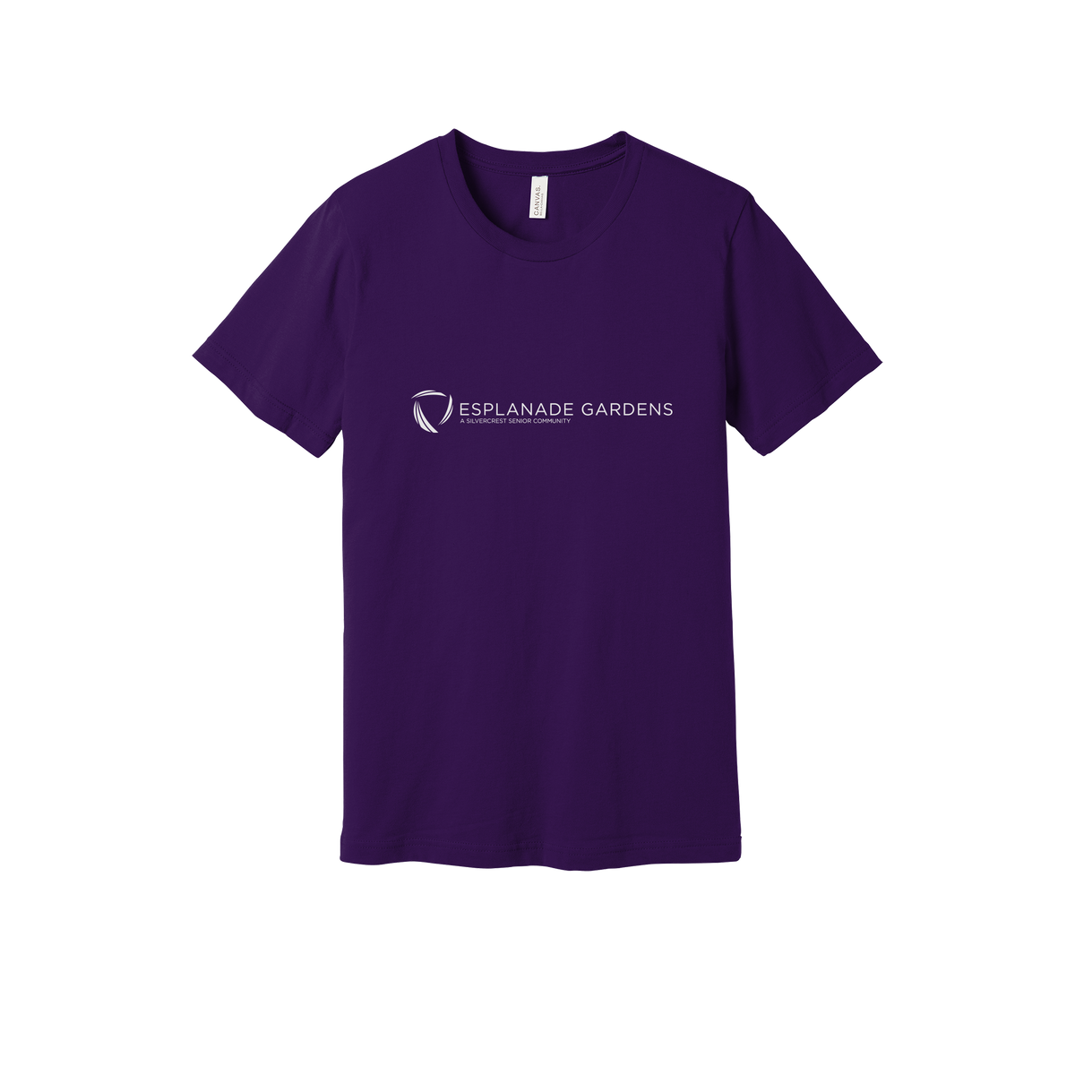 esplanadeseniorcampus-everyday-essentials-clinic-short-sleeve-tee-dtf-front-BC3001-teampurple-flat-front