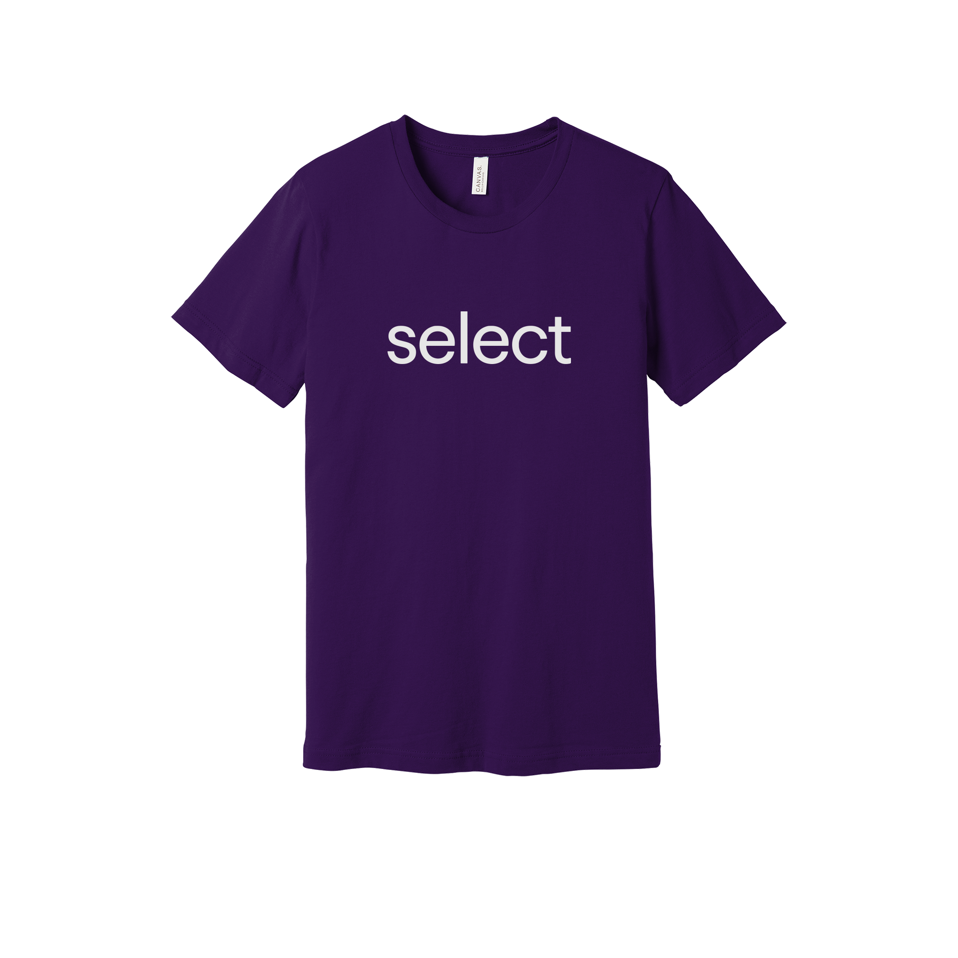 meetselect-everyday-essentials-short-sleeve-tee-dtf-front-BC3001-teampurple-flat-front