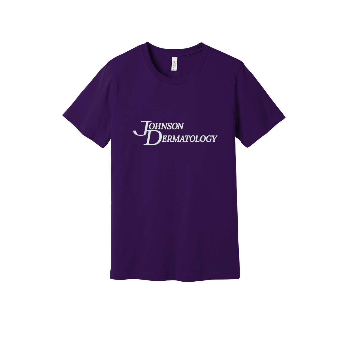 johnsondermatology-everyday-essentials-clinic-short-sleeve-tee-dtf-front-BC3001-teampurple-flat-front