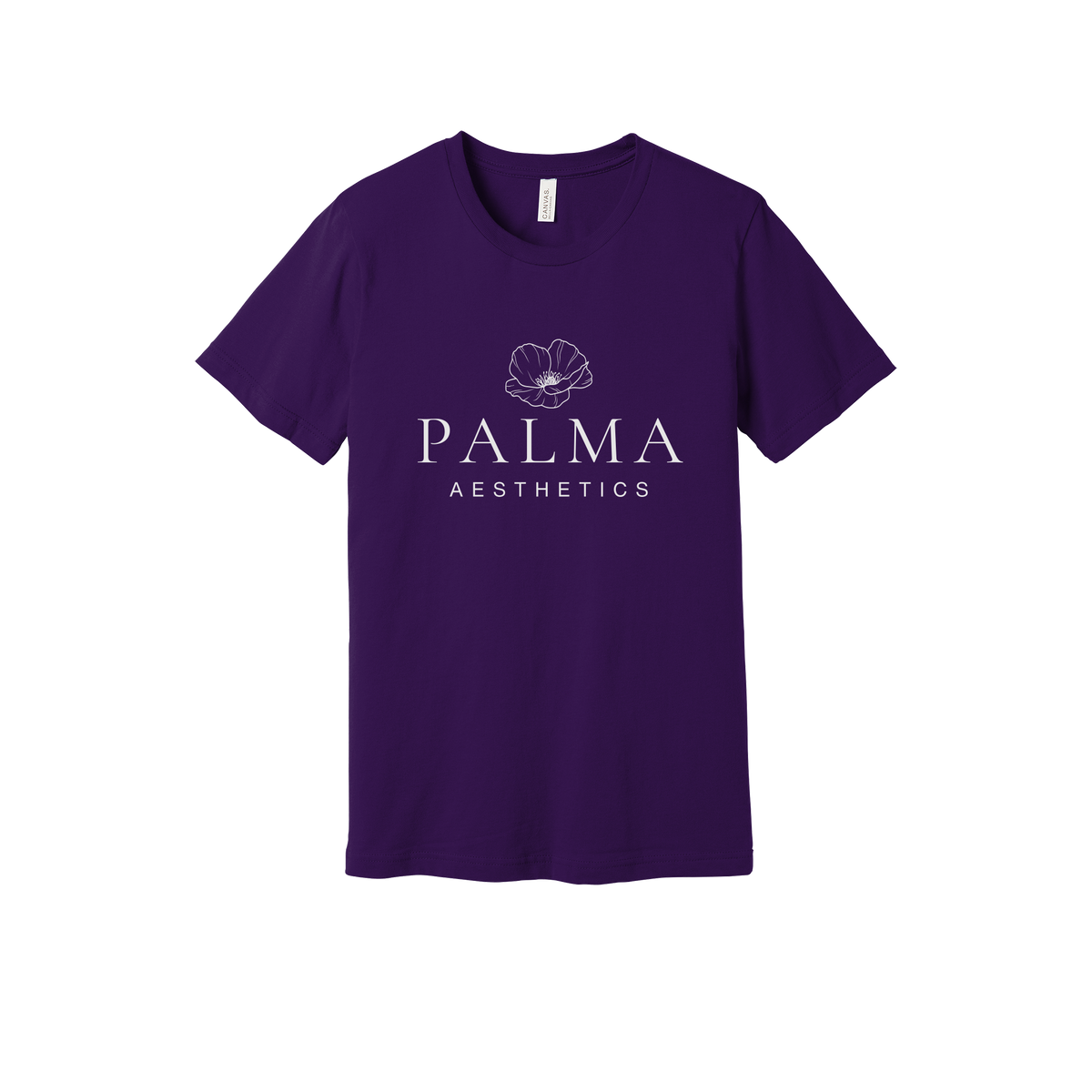 palmaaesthetics-everyday-essentials-clinic-short-sleeve-tee-dtf-front-BC3001-teampurple-flat-front