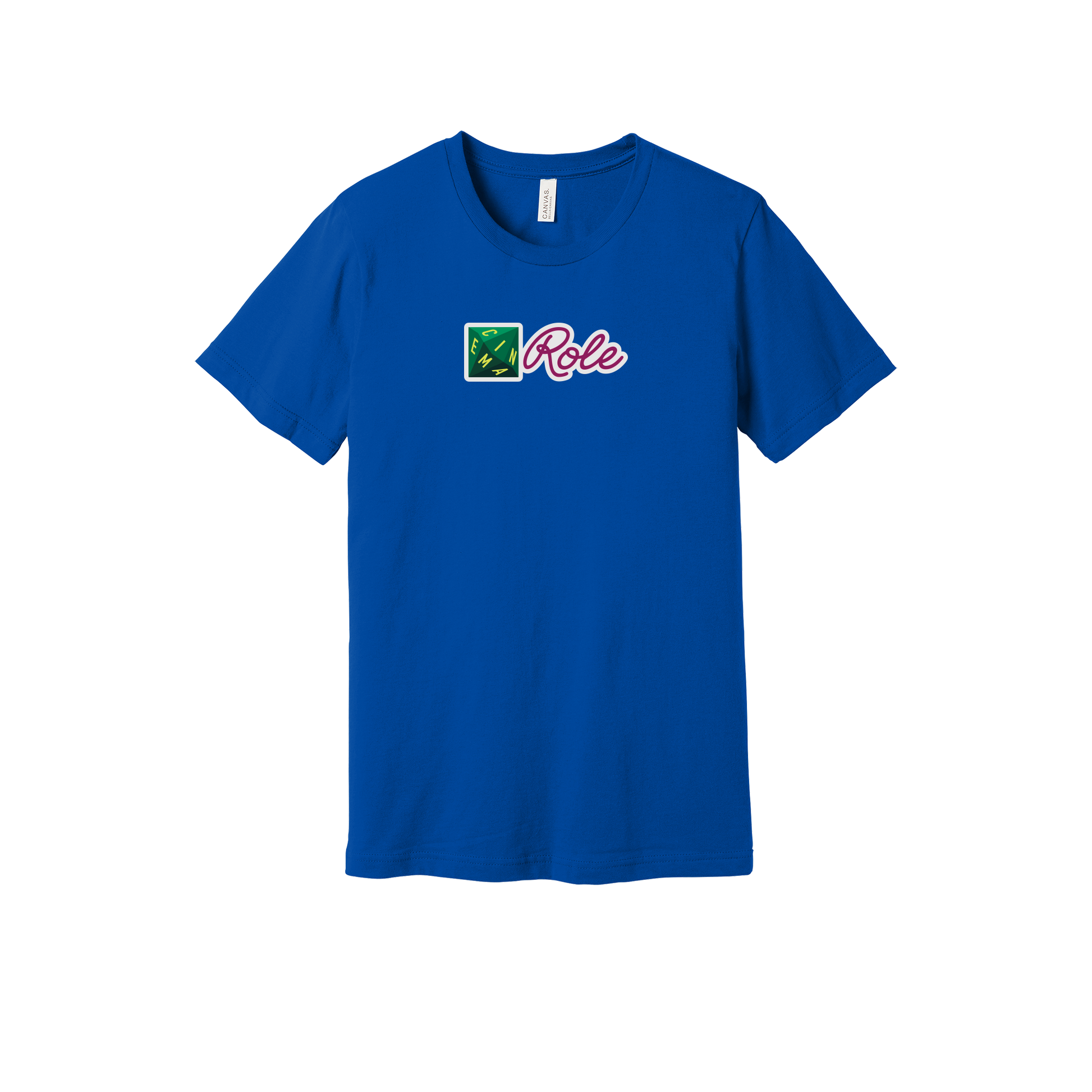 cinemarole-everyday-essentials-short-sleeve-tee-dtf-front-BC3001-trueroyal-flat-front