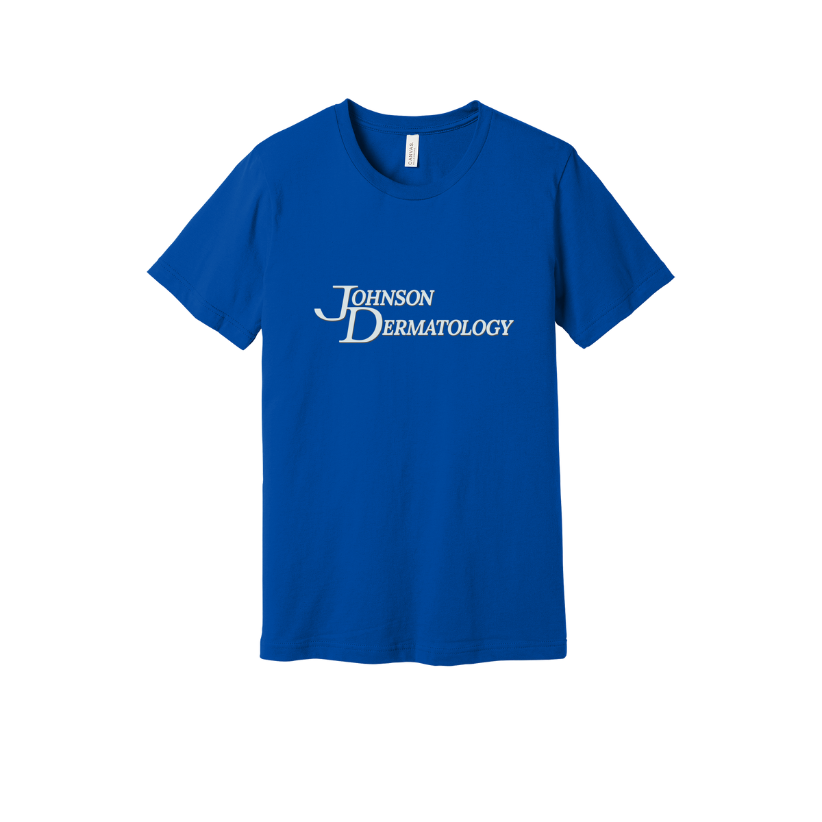 johnsondermatology-everyday-essentials-clinic-short-sleeve-tee-dtf-front-BC3001-trueroyal-flat-front