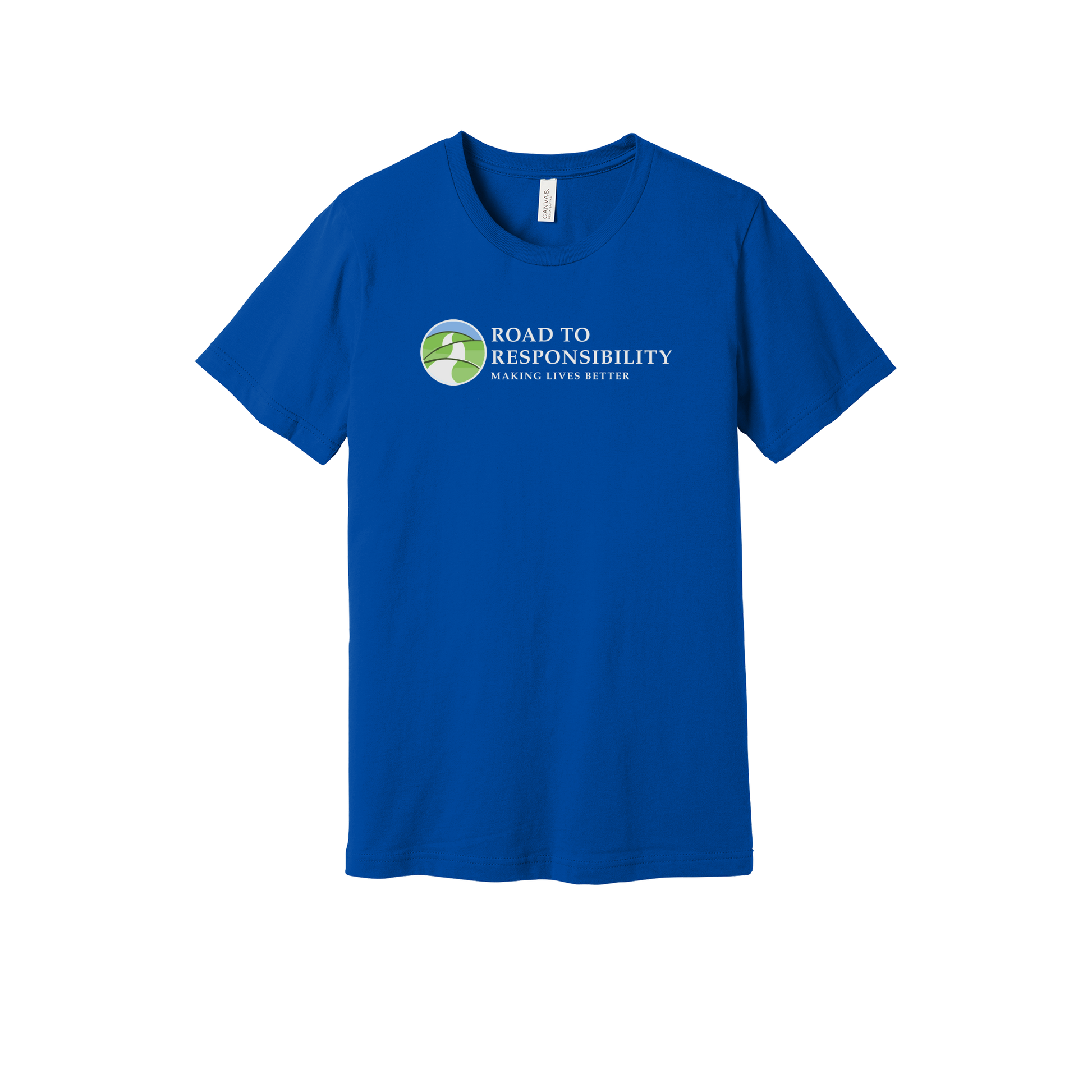 roadtoresponsibility-everyday-essentials-short-sleeve-tee-dtf-front-BC3001-trueroyal-flat-front