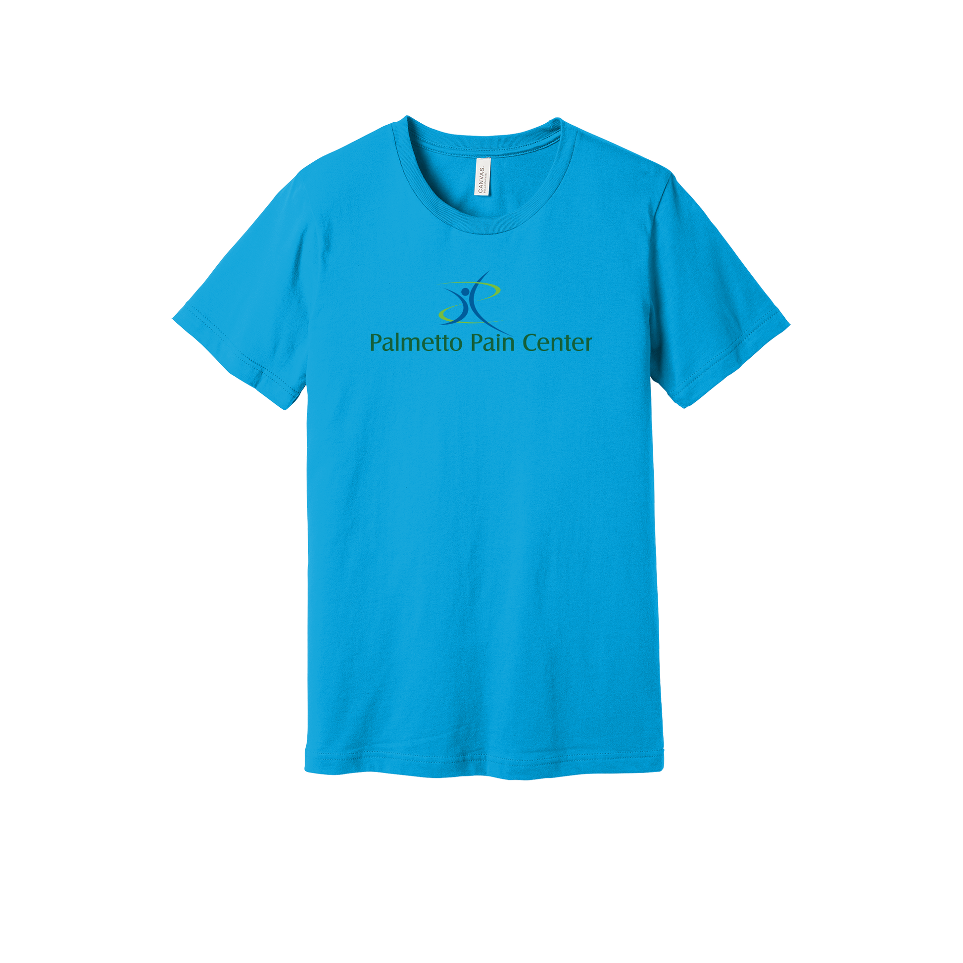 palmetto-pain-center-everyday-essentials-clinic-short-sleeve-tee-dtf-front-BC3001-turquoise-flat-front