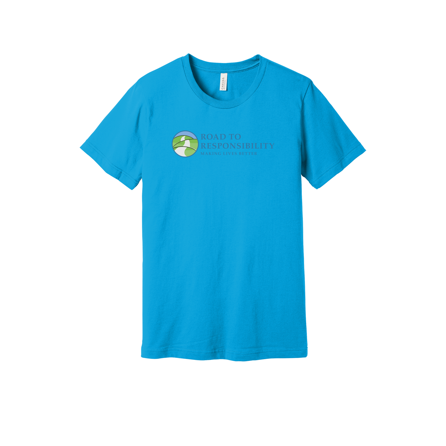 roadtoresponsibility-everyday-essentials-short-sleeve-tee-dtf-front-BC3001-turquoise-flat-front