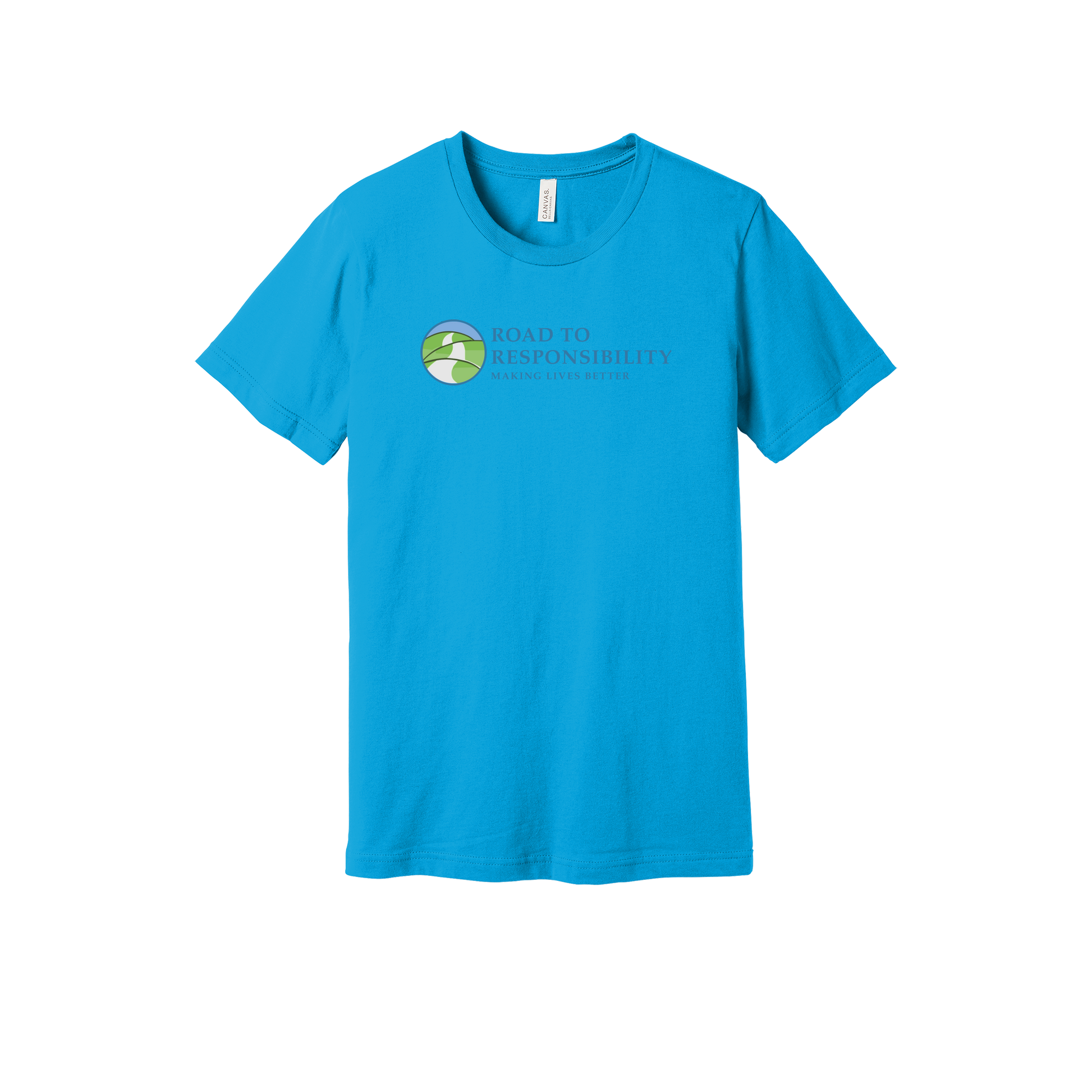roadtoresponsibility-everyday-essentials-short-sleeve-tee-dtf-front-BC3001-turquoise-flat-front