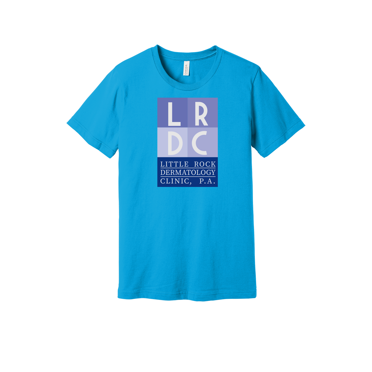 littlerockdermatology-everyday-essentials-clinic-short-sleeve-tee-dtf-front-BC3001-turquoise-flat-front