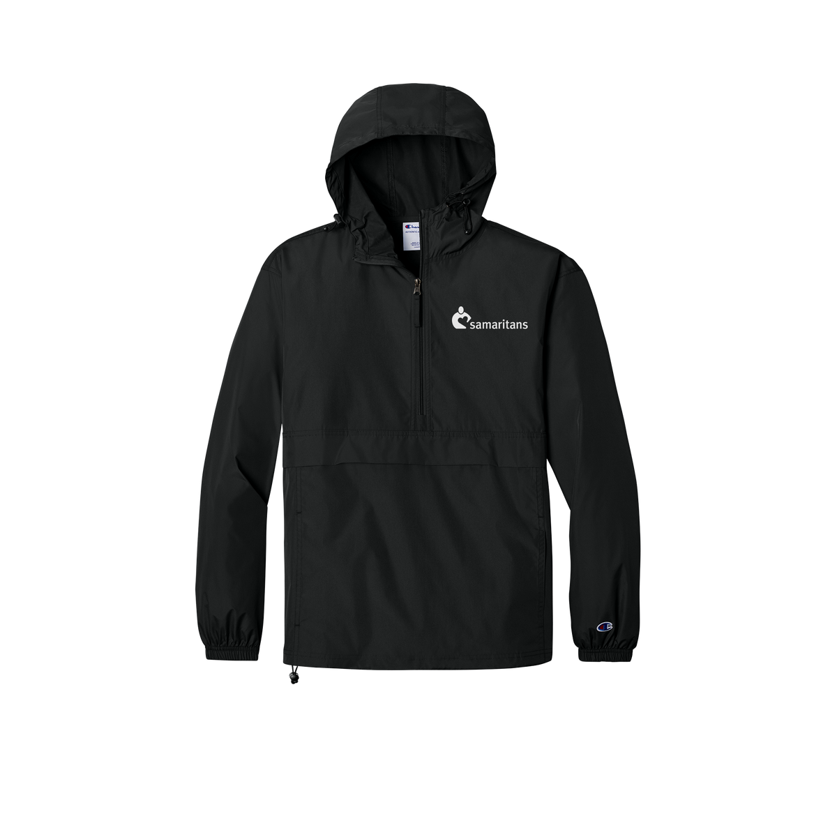 samaritans-champion-packable-jacket-embroidery-leftchest-CO200-black-flat-front