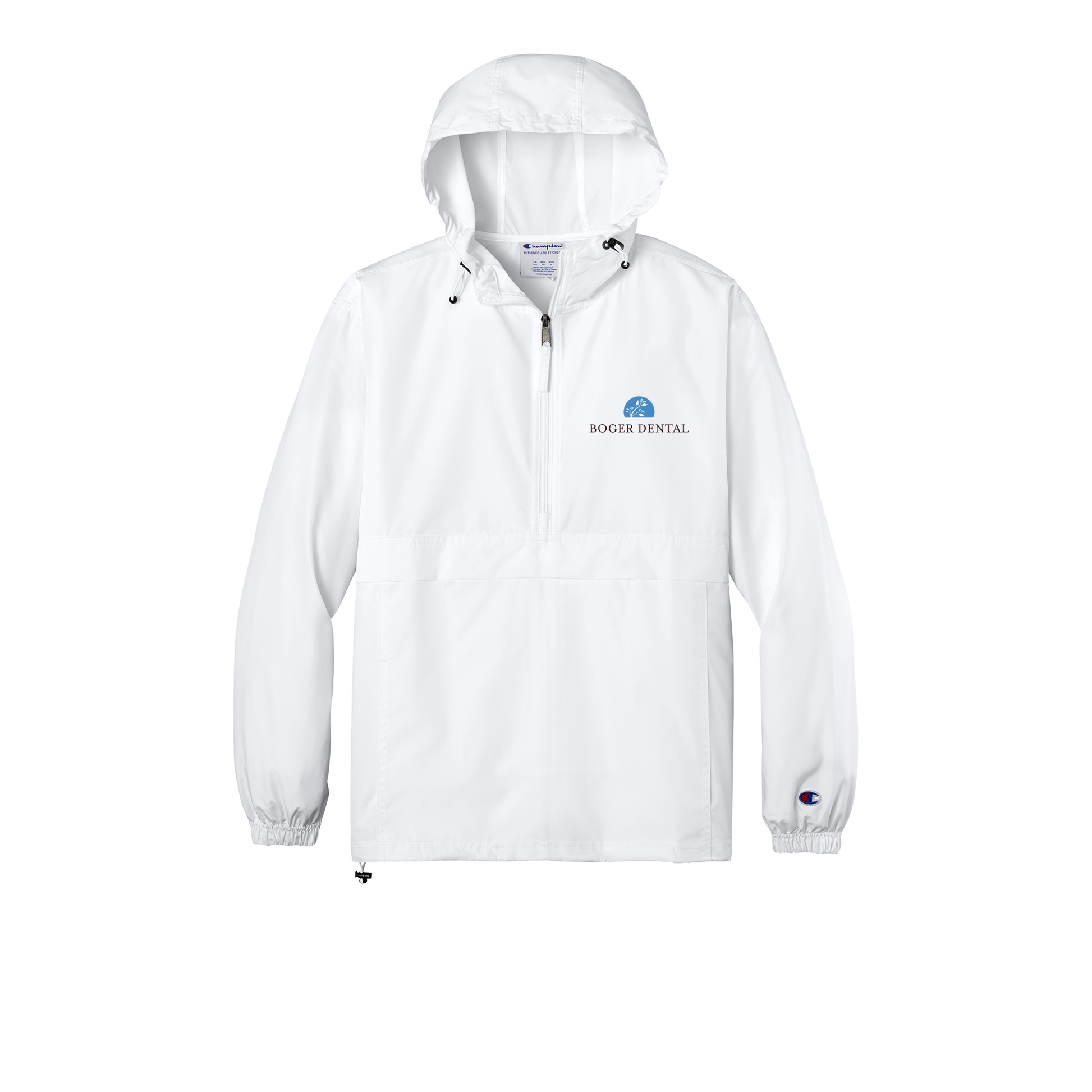 boger-dental-champion-packable-jacket-embroidery-leftchest-CO200-white-flat-front