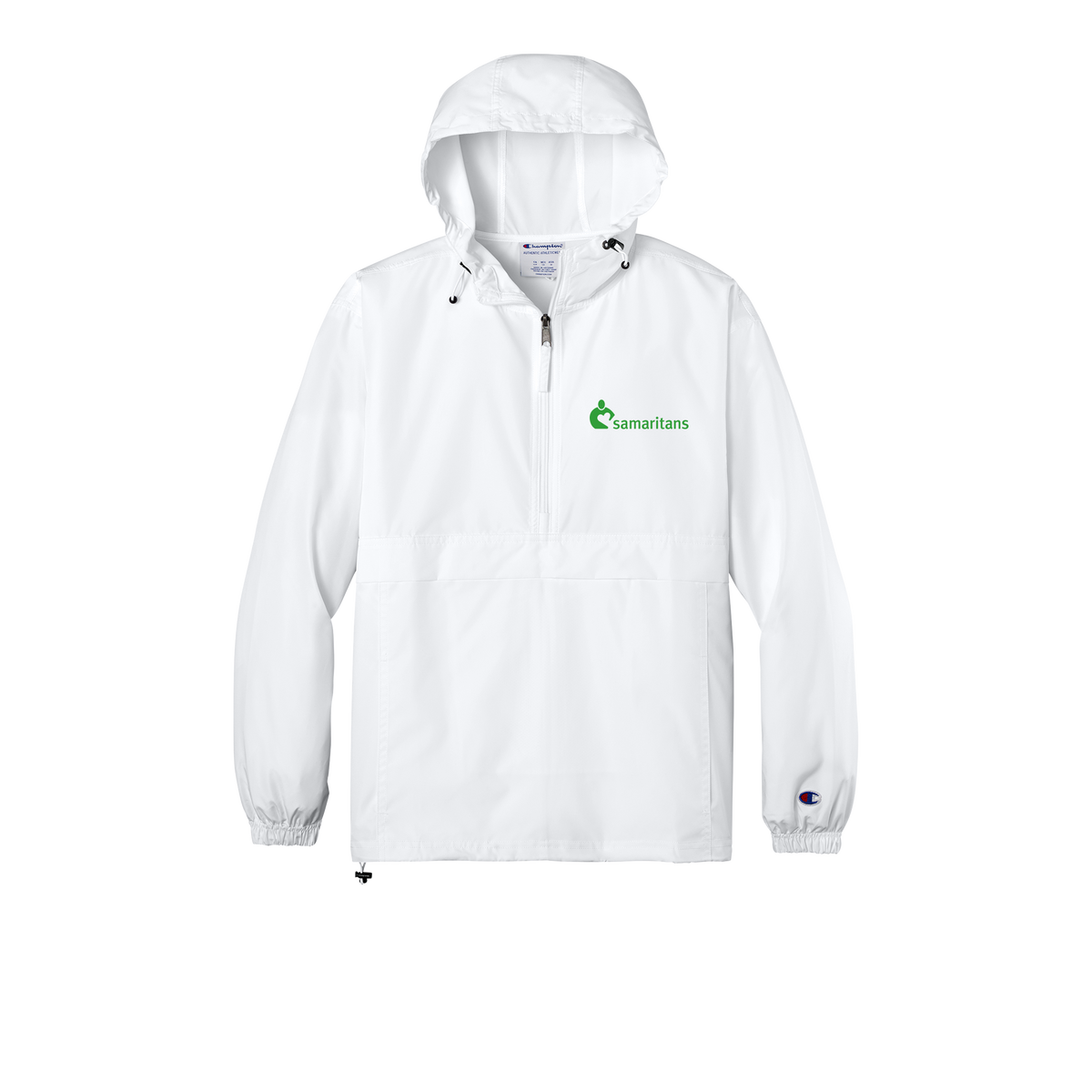 samaritans-champion-packable-jacket-embroidery-leftchest-CO200-white-flat-front