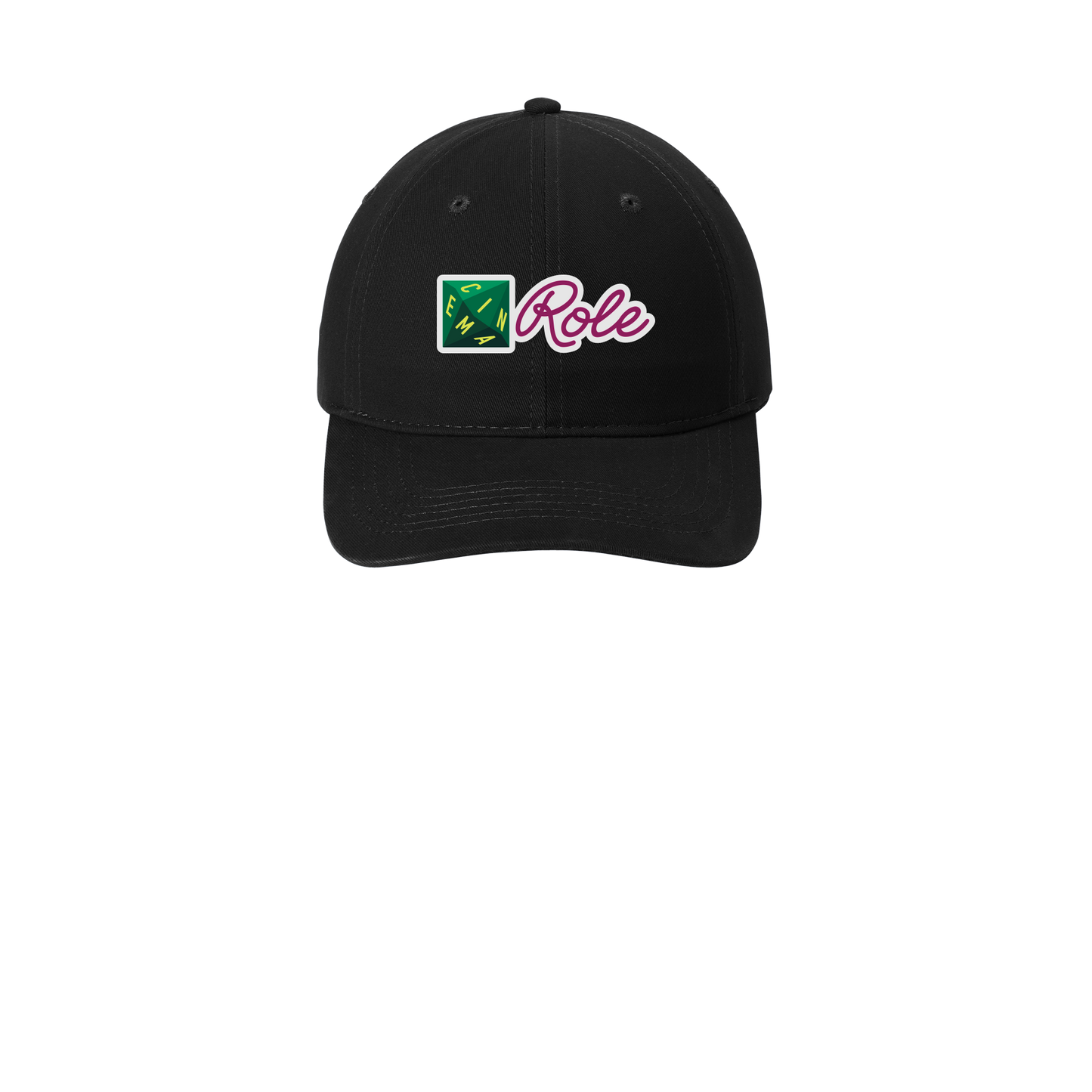 cinemarole-low-profile-dad-cap-embroidery-capfront-CP77-black-flat-front