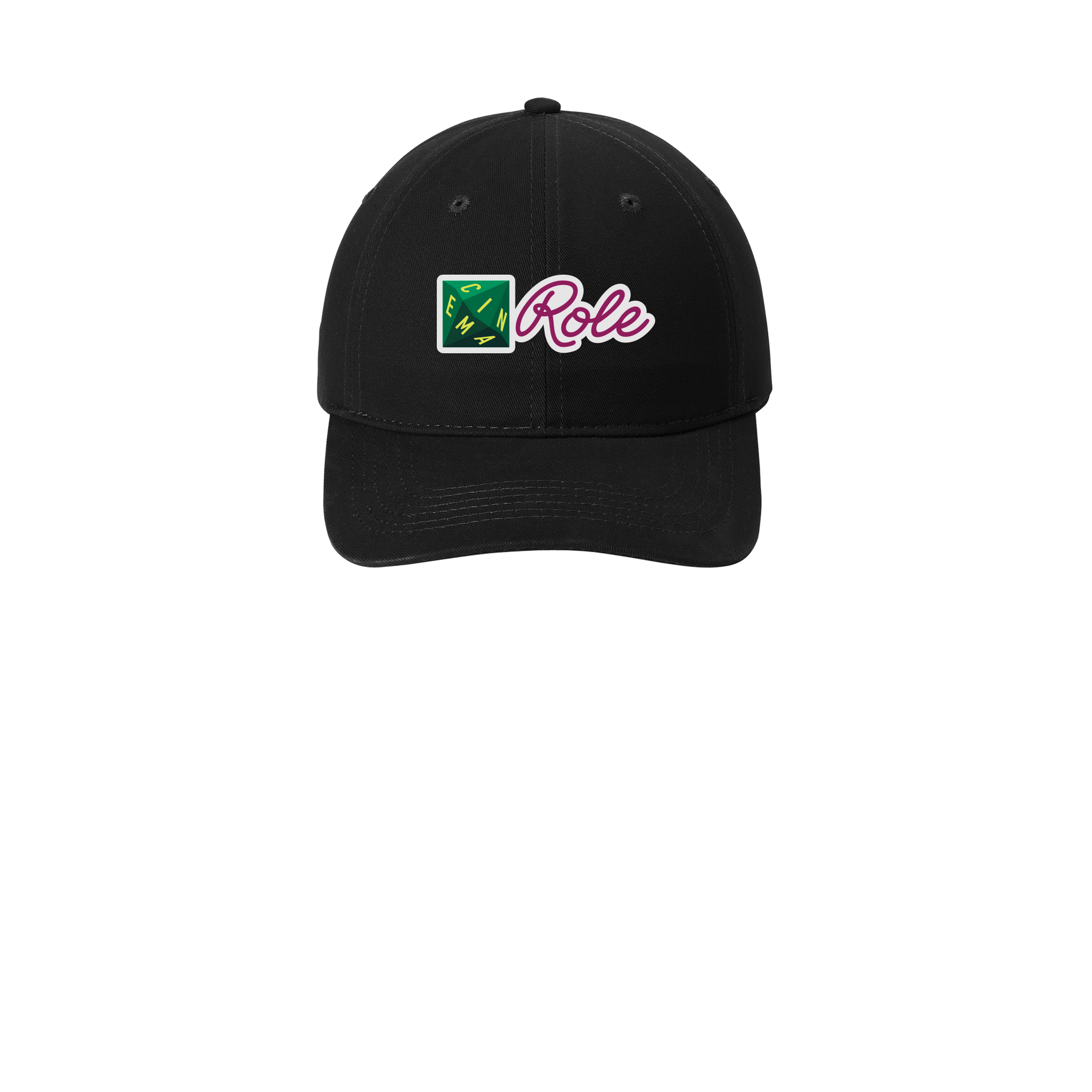 cinemarole-low-profile-dad-cap-embroidery-capfront-CP77-black-flat-front