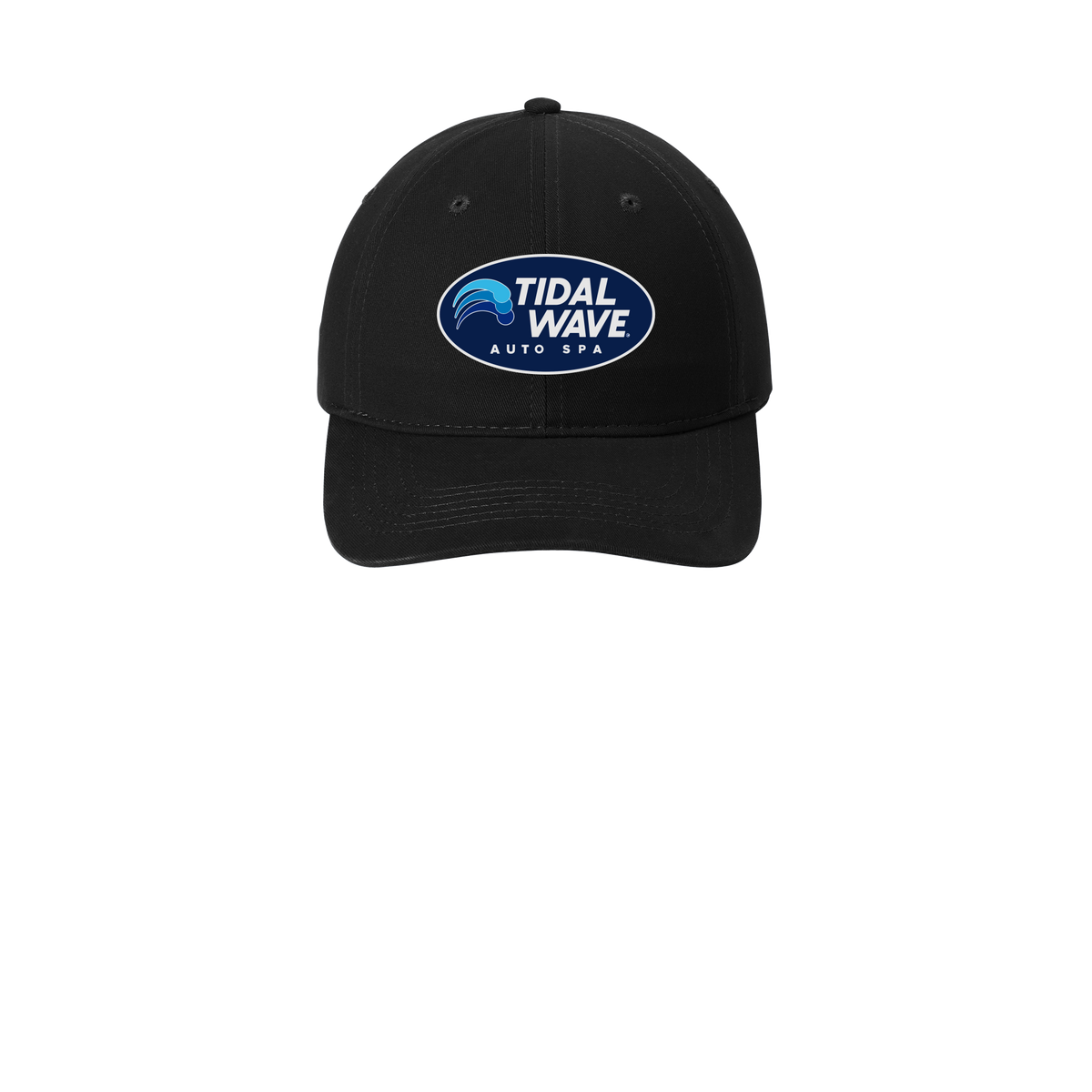 tidalwaveautospa-low-profile-dad-cap-embroidery-capfront-CP77-black-flat-front