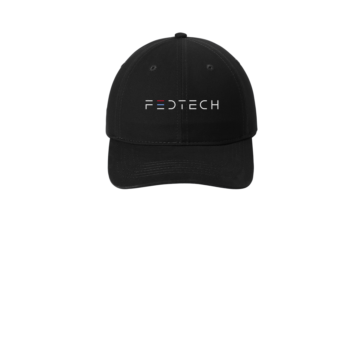 fedtech-low-profile-dad-cap-embroidery-capfront-CP77-black-flat-front