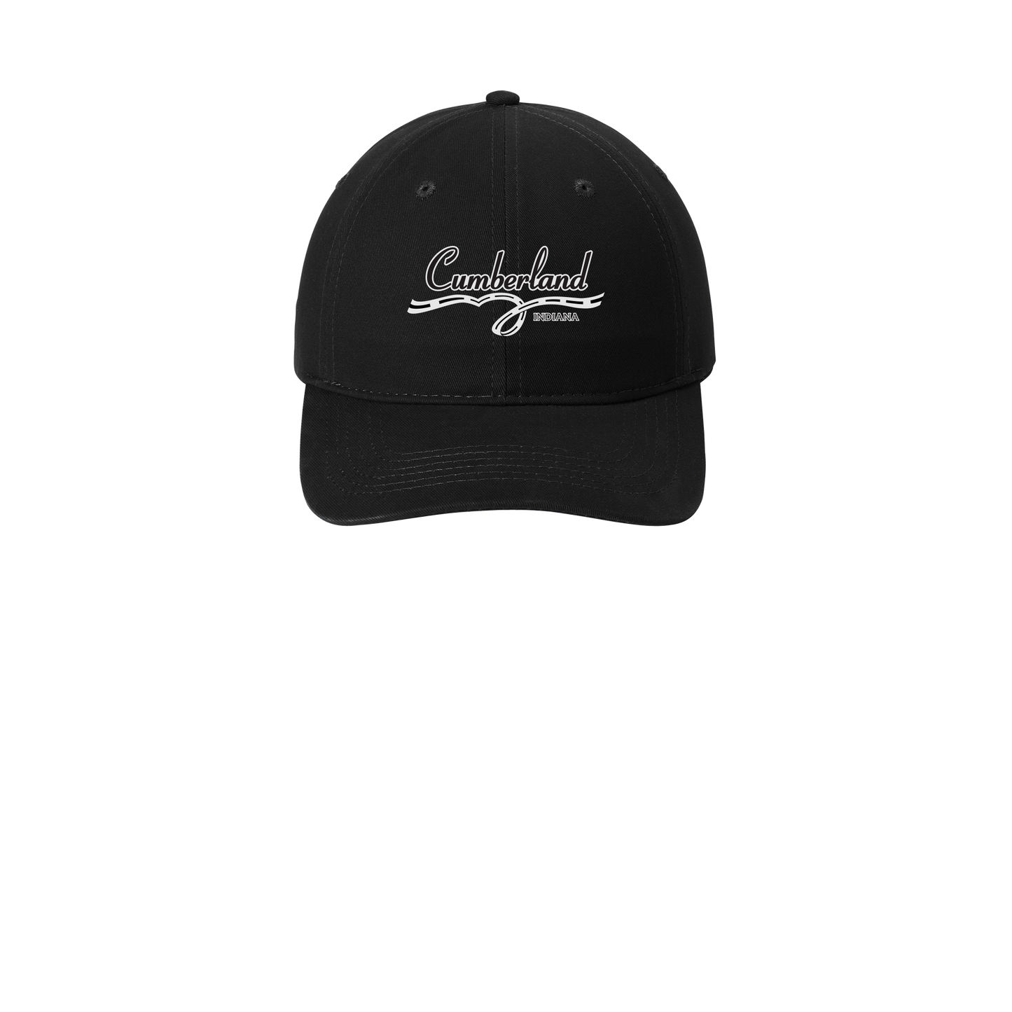 cumberland-low-profile-dad-cap-embroidery-capfront-CP77-black-flat-front