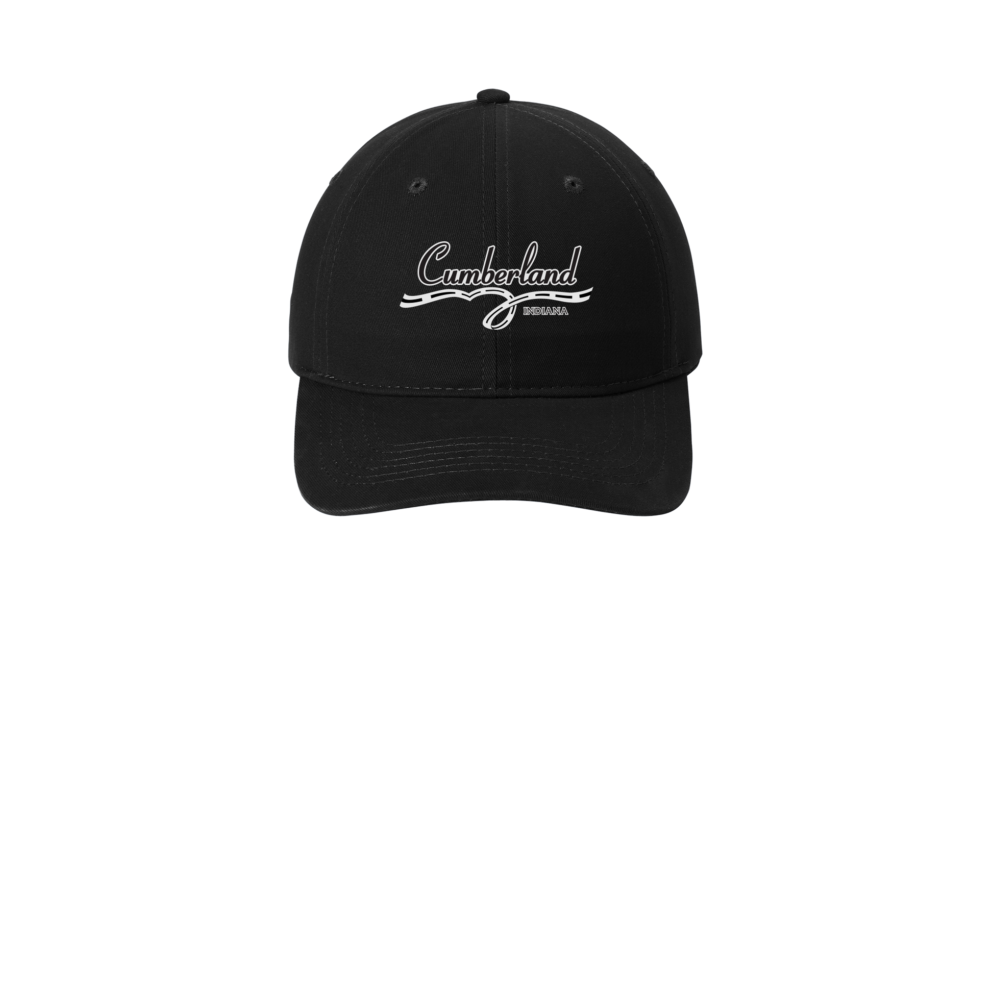 cumberland-low-profile-dad-cap-embroidery-capfront-CP77-black-flat-front