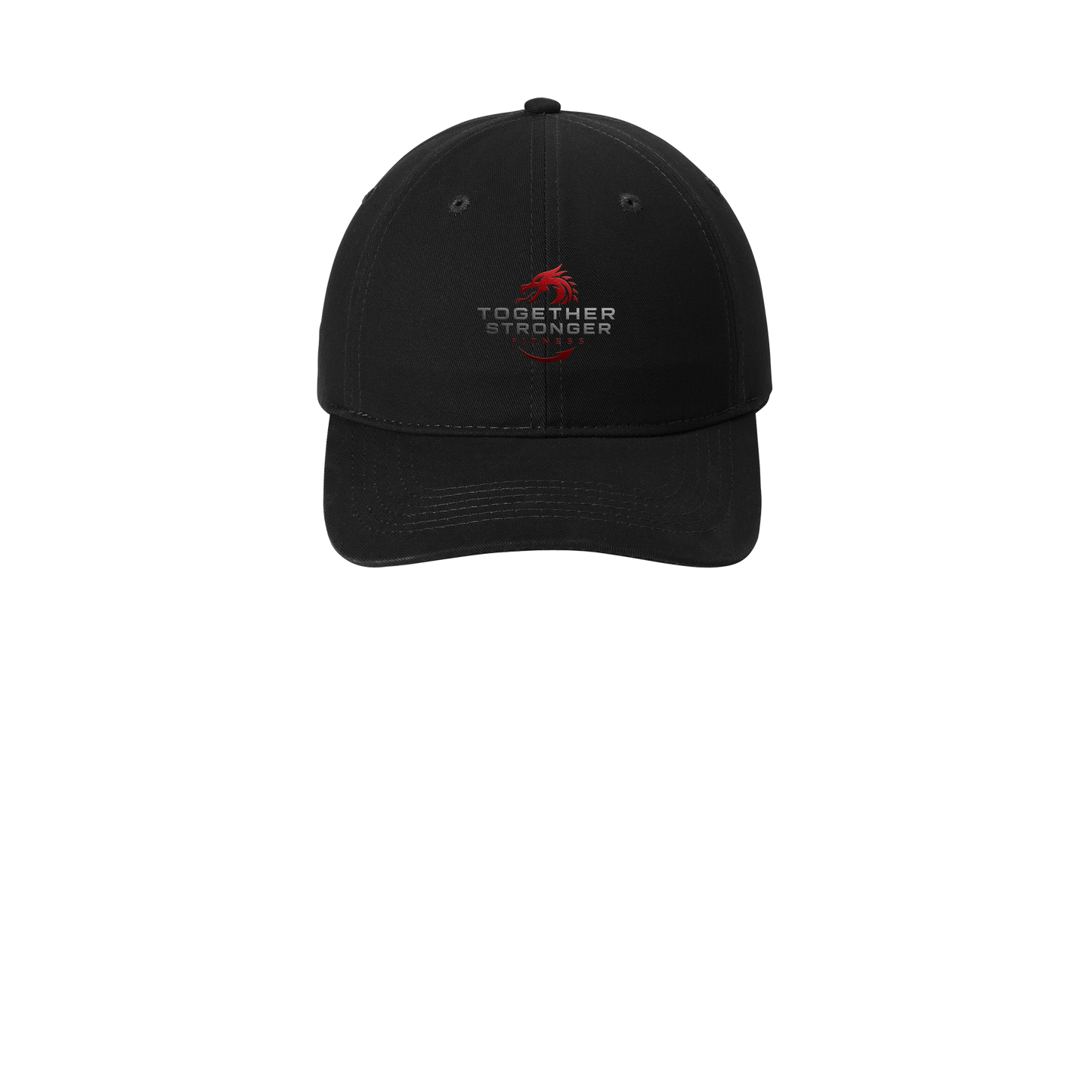 togetherstrongerfitness-low-profile-dad-cap-embroidery-capfront-CP77-black-flat-front