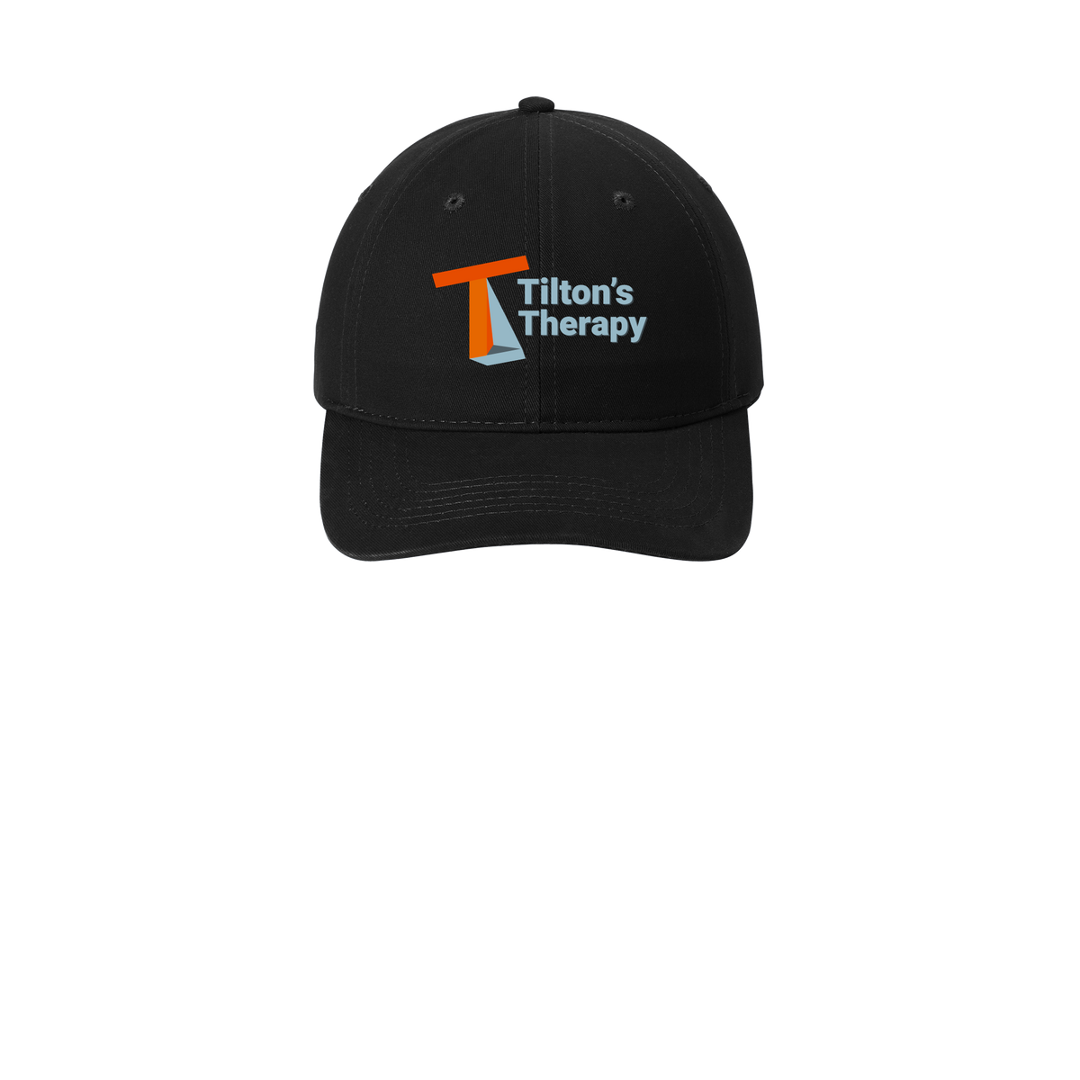 tiltonstherapy-low-profile-dad-cap-embroidery-capfront-CP77-black-flat-front