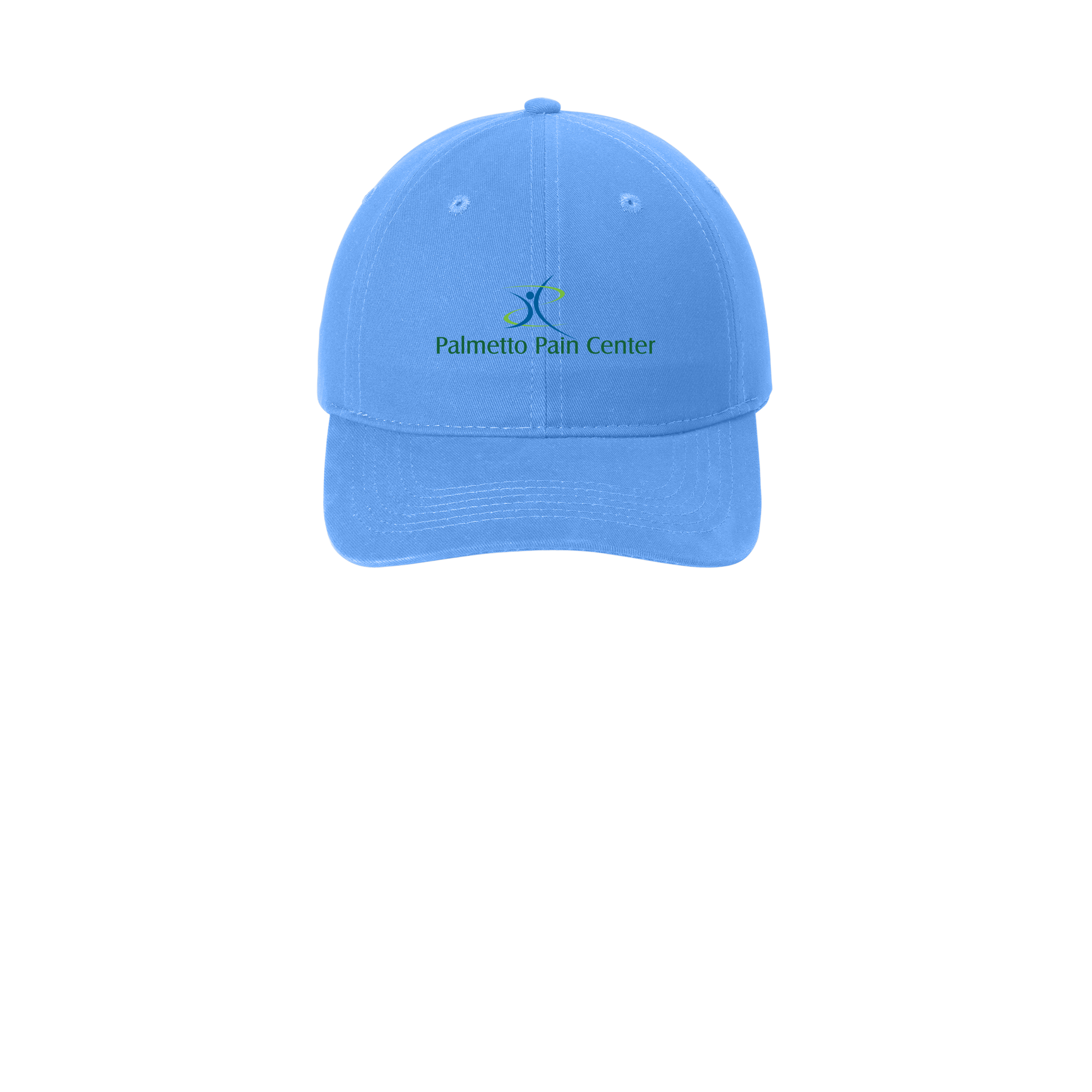 palmetto-pain-center-low-profile-dad-cap-embroidery-capfront-CP77-carolinablue-flat-front