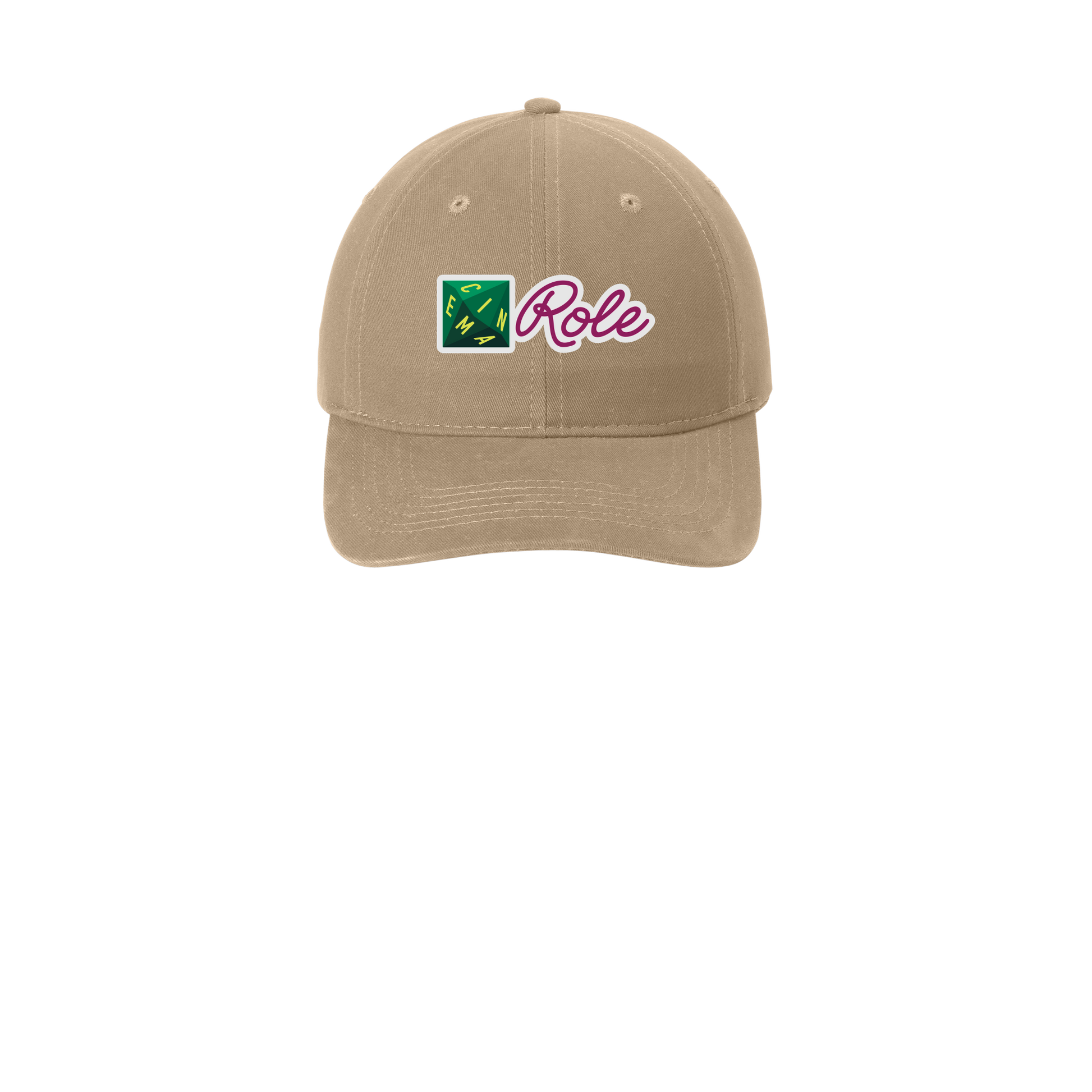 cinemarole-low-profile-dad-cap-embroidery-capfront-CP77-khaki-flat-front