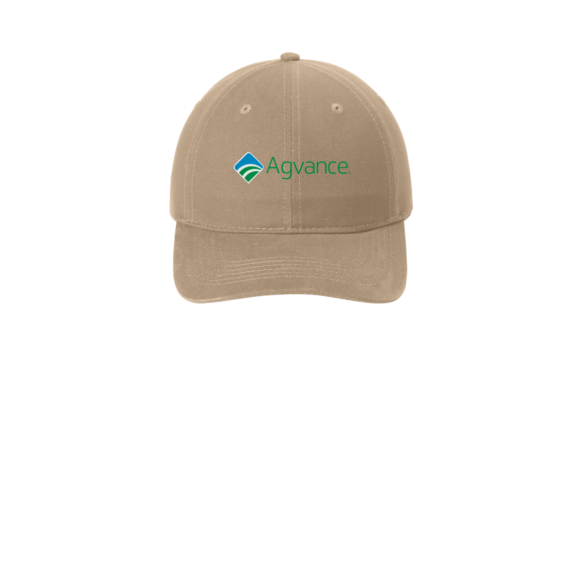agvance-low-profile-dad-cap-embroidery-capfront-CP77-khaki-flat-front