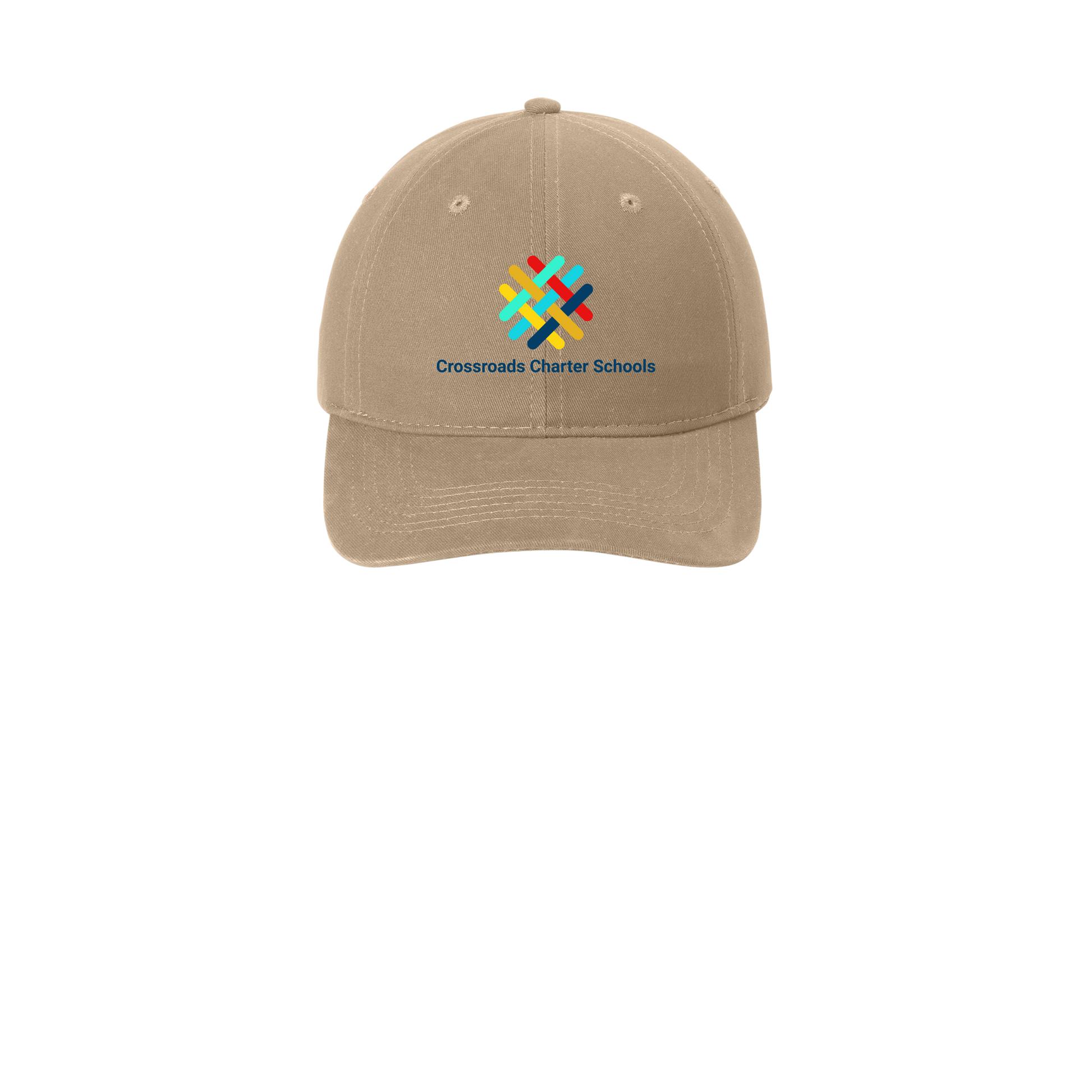 crossroadsschoolskc-low-profile-dad-cap-embroidery-capfront-CP77-khaki-flat-front
