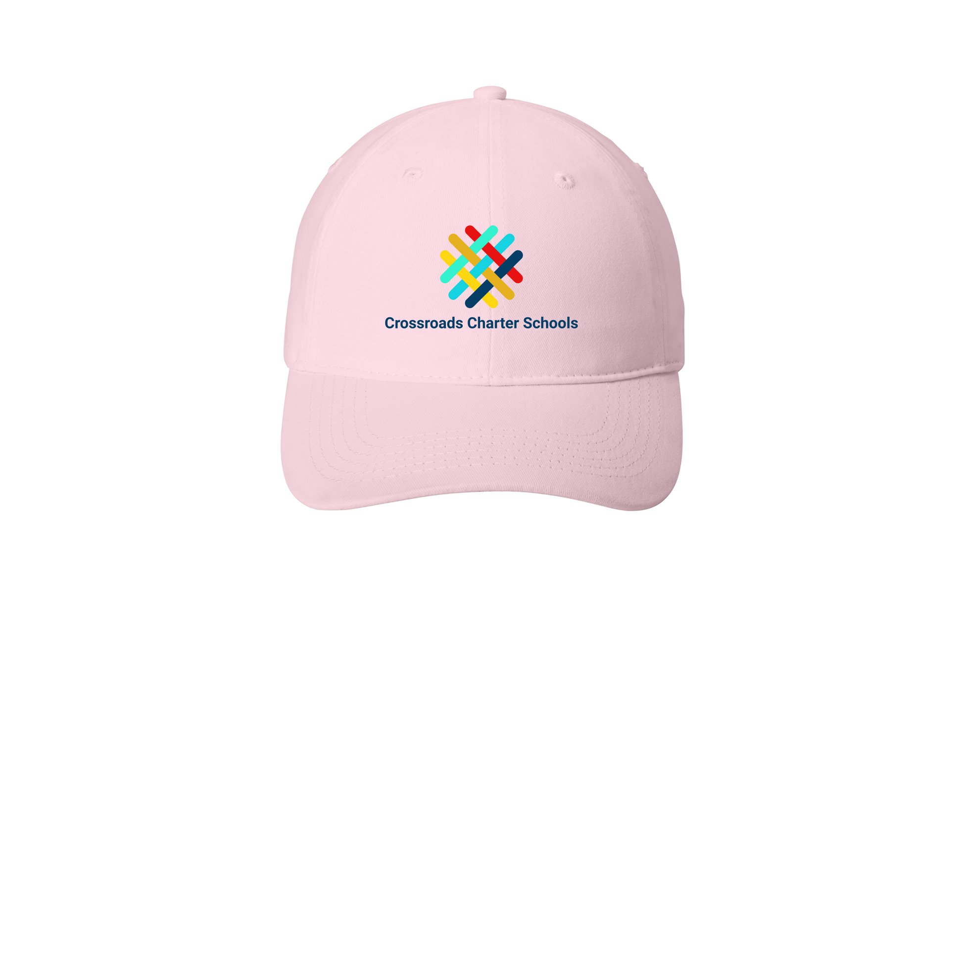 crossroadsschoolskc-low-profile-dad-cap-embroidery-capfront-CP77-lightpink-flat-front
