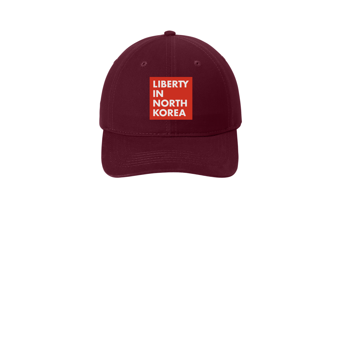 libertyinnorthkorea-low-profile-dad-cap-embroidery-capfront-CP77-maroon-flat-front