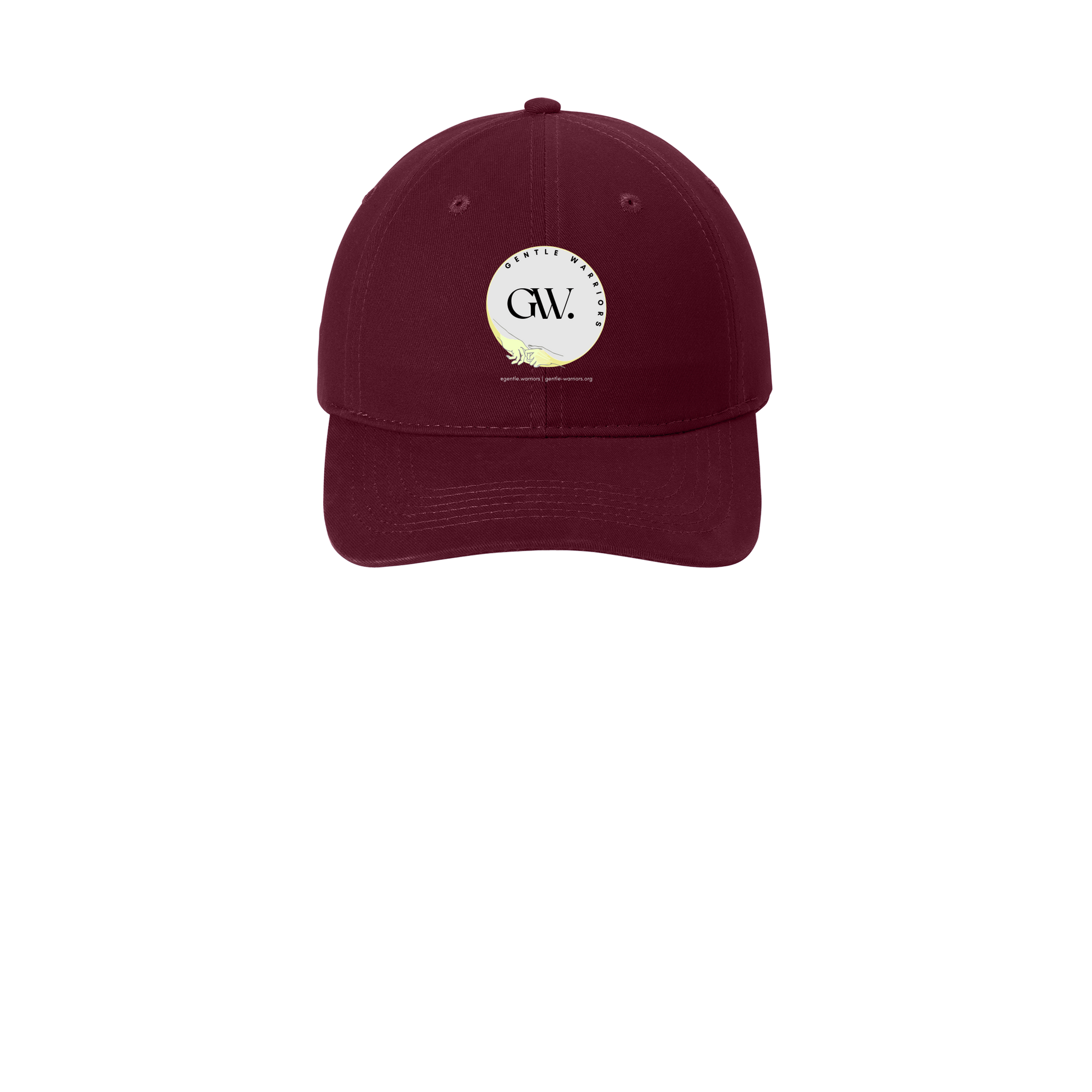 gentle-warriors-low-profile-dad-cap-embroidery-capfront-CP77-maroon-flat-front