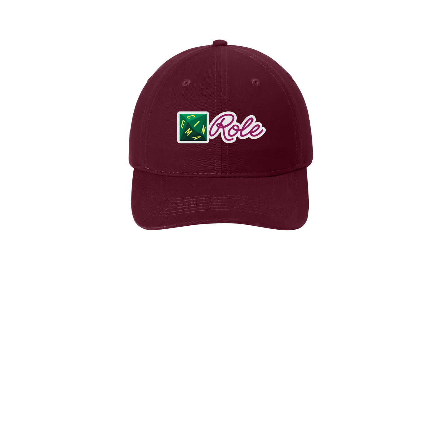 cinemarole-low-profile-dad-cap-embroidery-capfront-CP77-maroon-flat-front