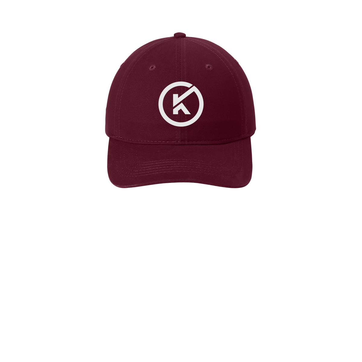 kitmanlabs-low-profile-dad-cap-embroidery-capfront-CP77-maroon-flat-front