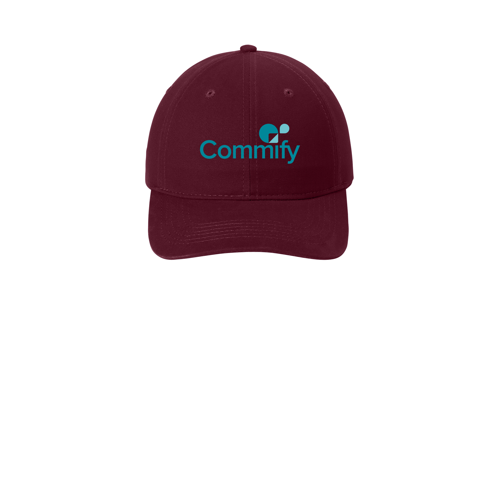 commify-low-profile-dad-cap-embroidery-capfront-CP77-maroon-flat-front