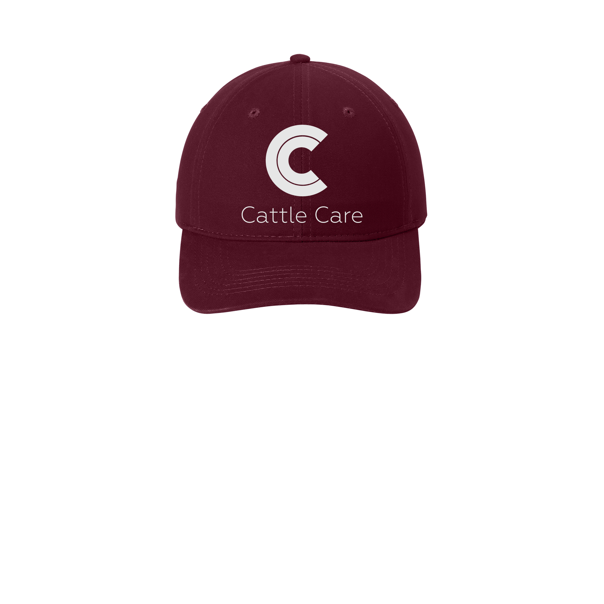 cattle-care-low-profile-dad-cap-embroidery-capfront-CP77-maroon-flat-front